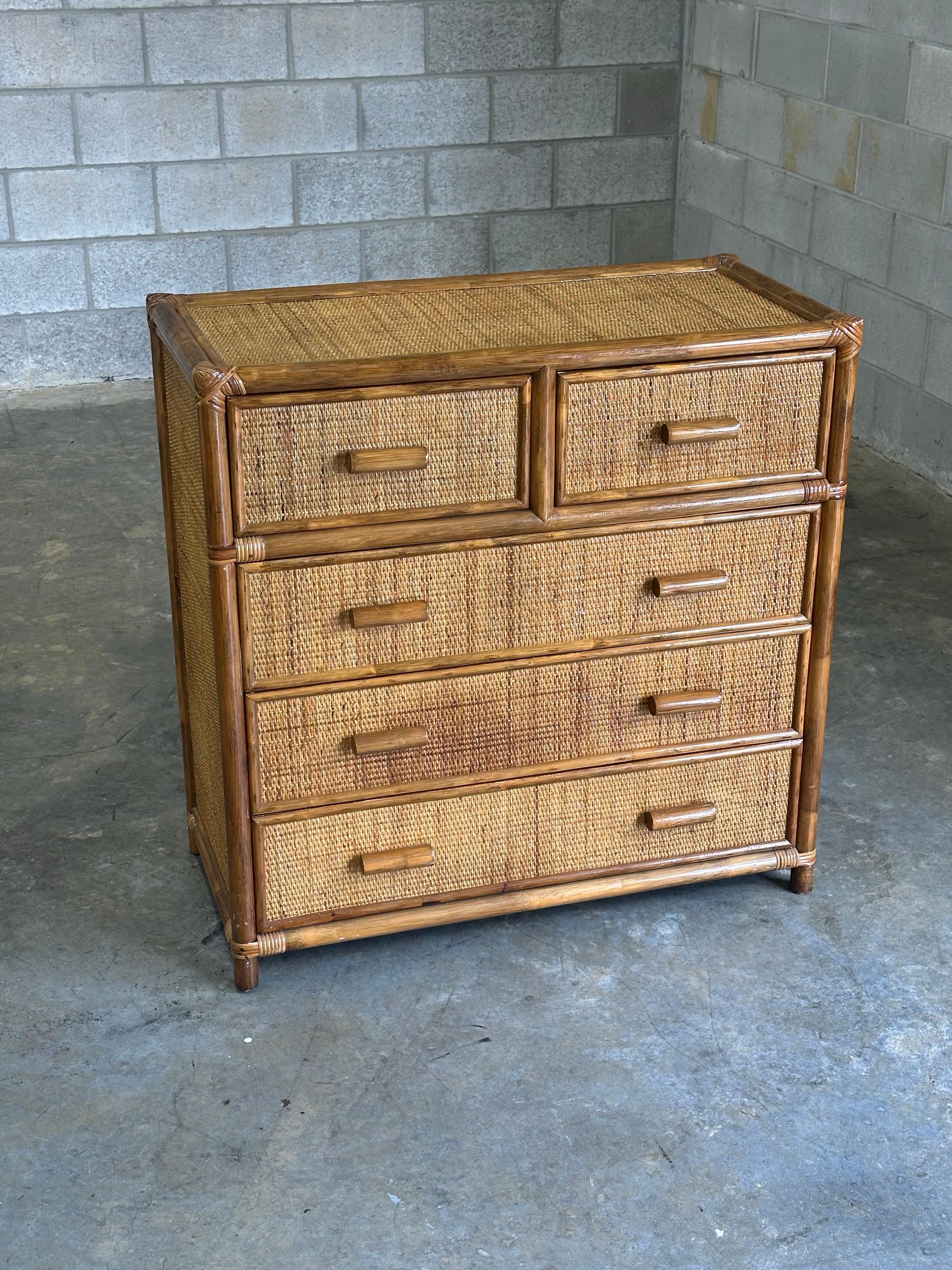 Faux Bamboo and Cane Dresser, British Colonial Style in vendita 1