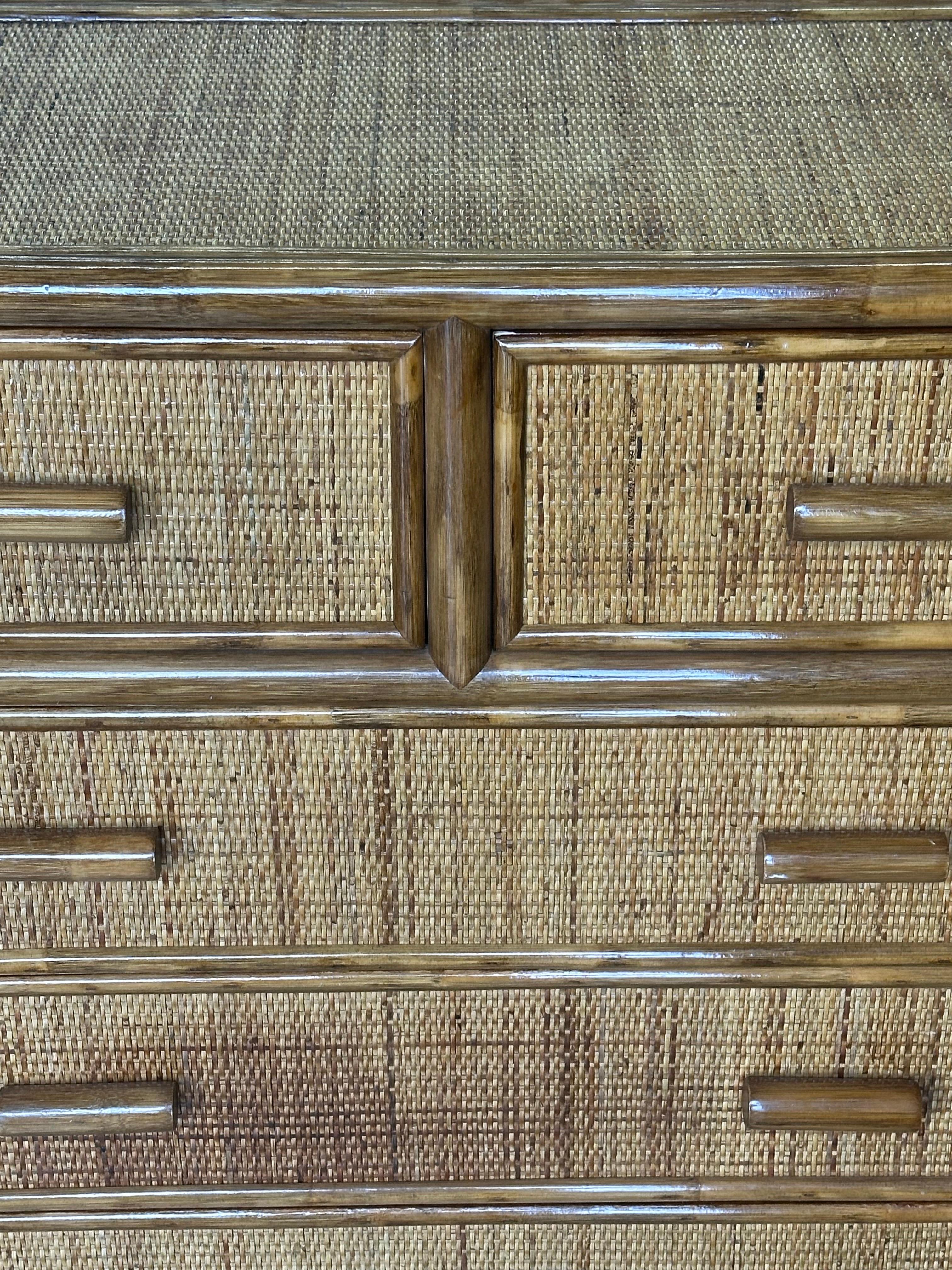 Faux Bamboo and Cane Dresser, British Colonial Style in vendita 2
