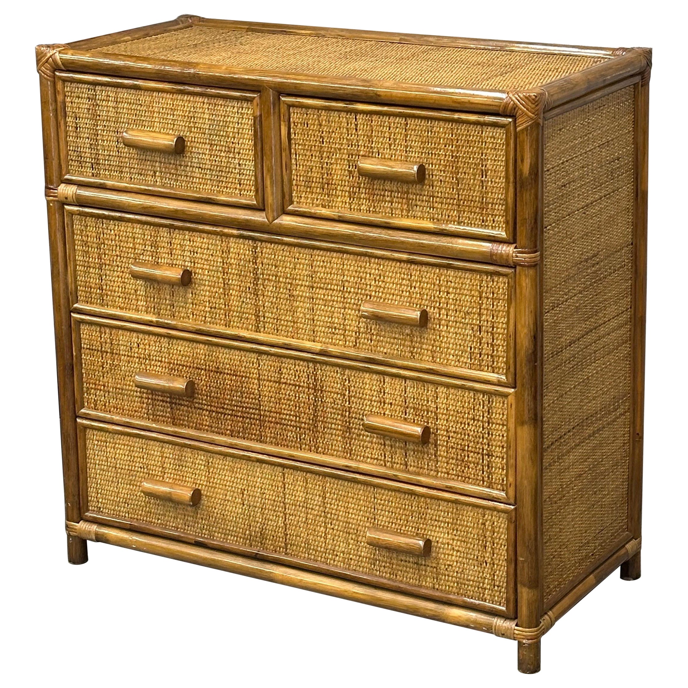 Faux Bamboo and Cane Dresser, British Colonial Style