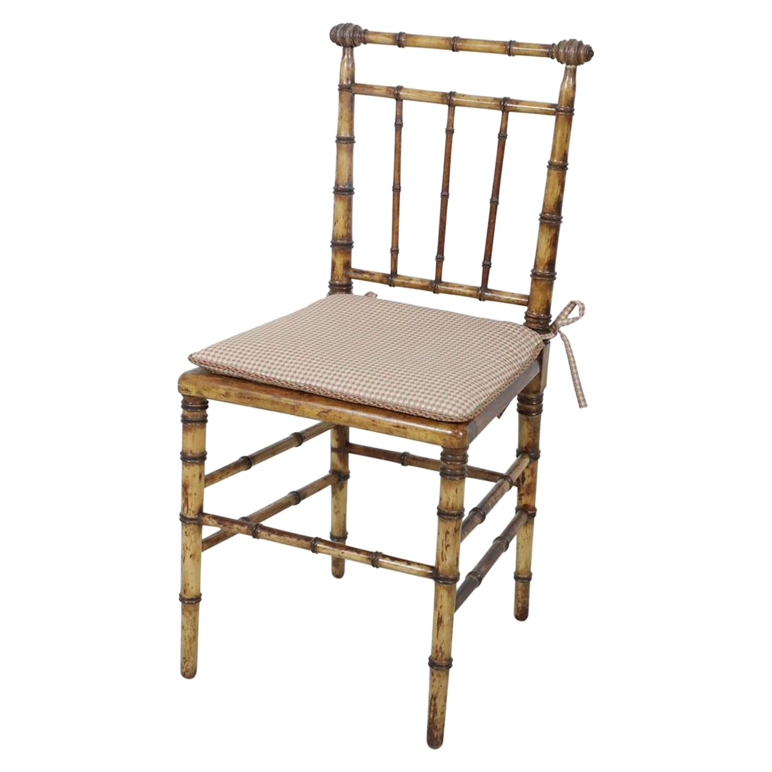 Faux Bamboo and Cane Seat Side Chair