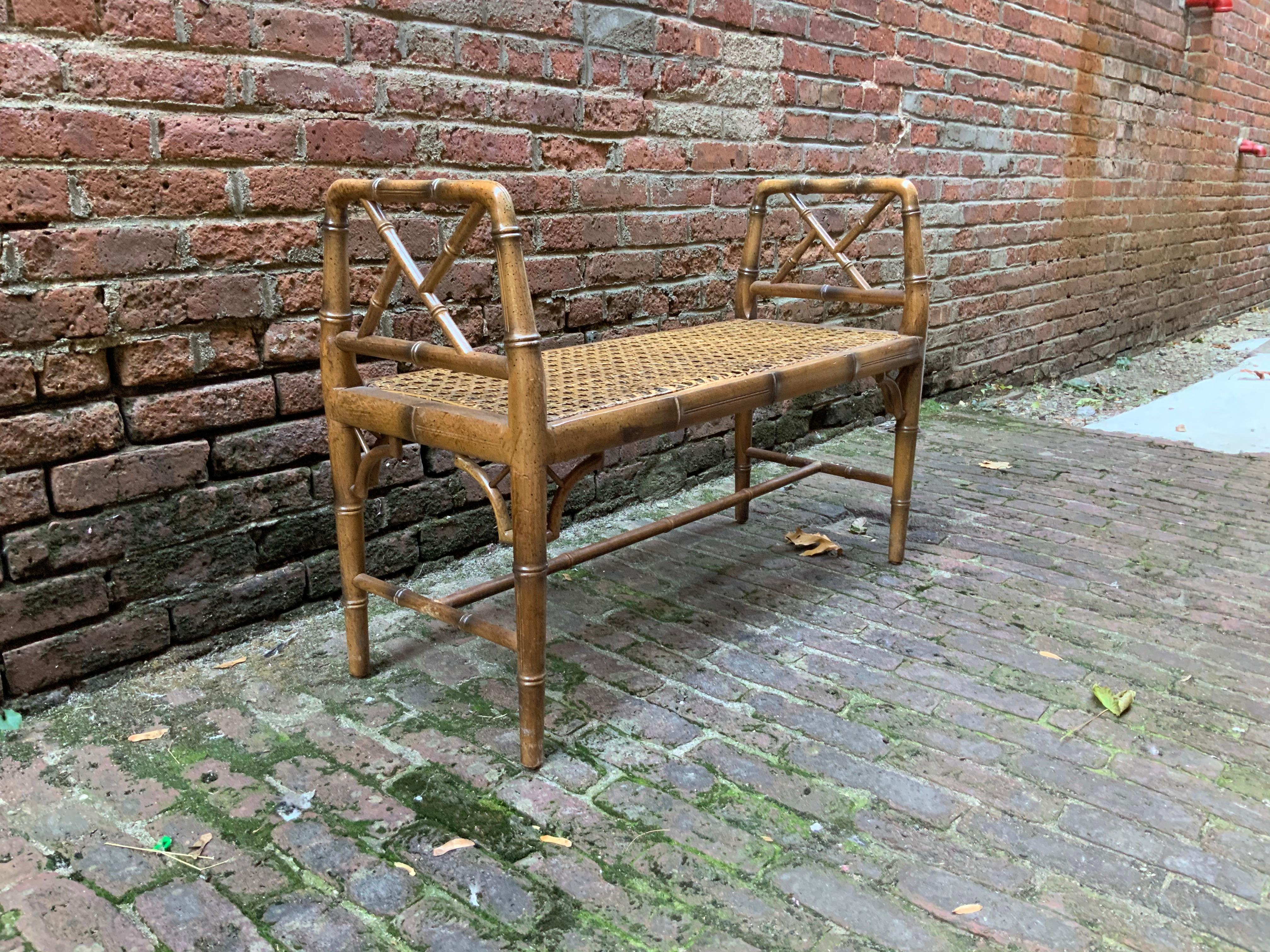 vintage bamboo bench