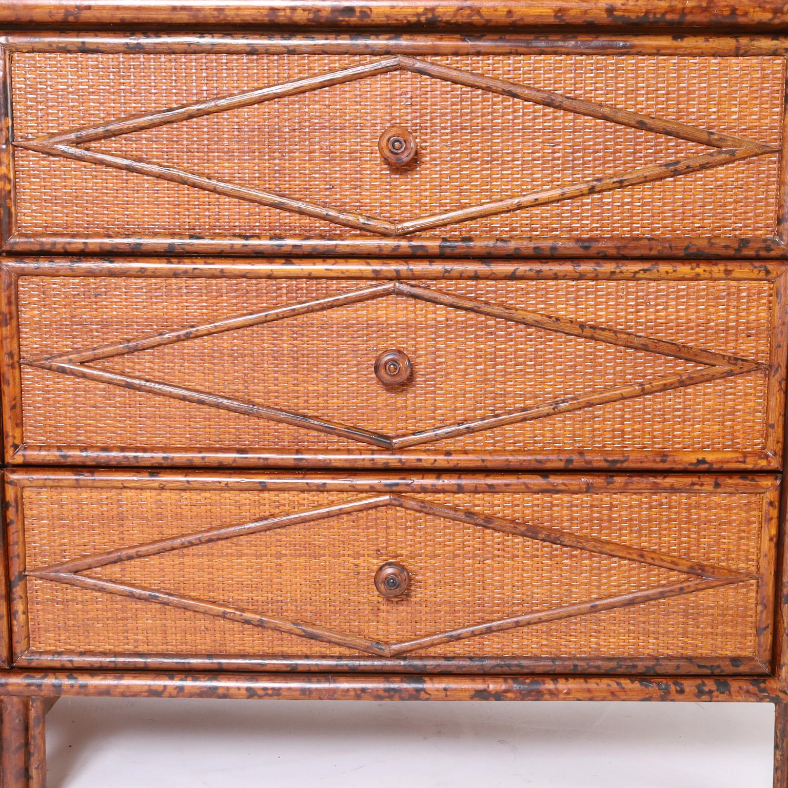 Faux Bamboo and Grasscloth Chest or Dresser In Good Condition For Sale In Palm Beach, FL
