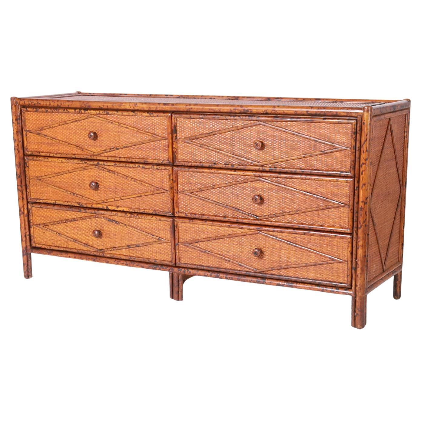 Faux Bamboo and Grasscloth Chest or Dresser