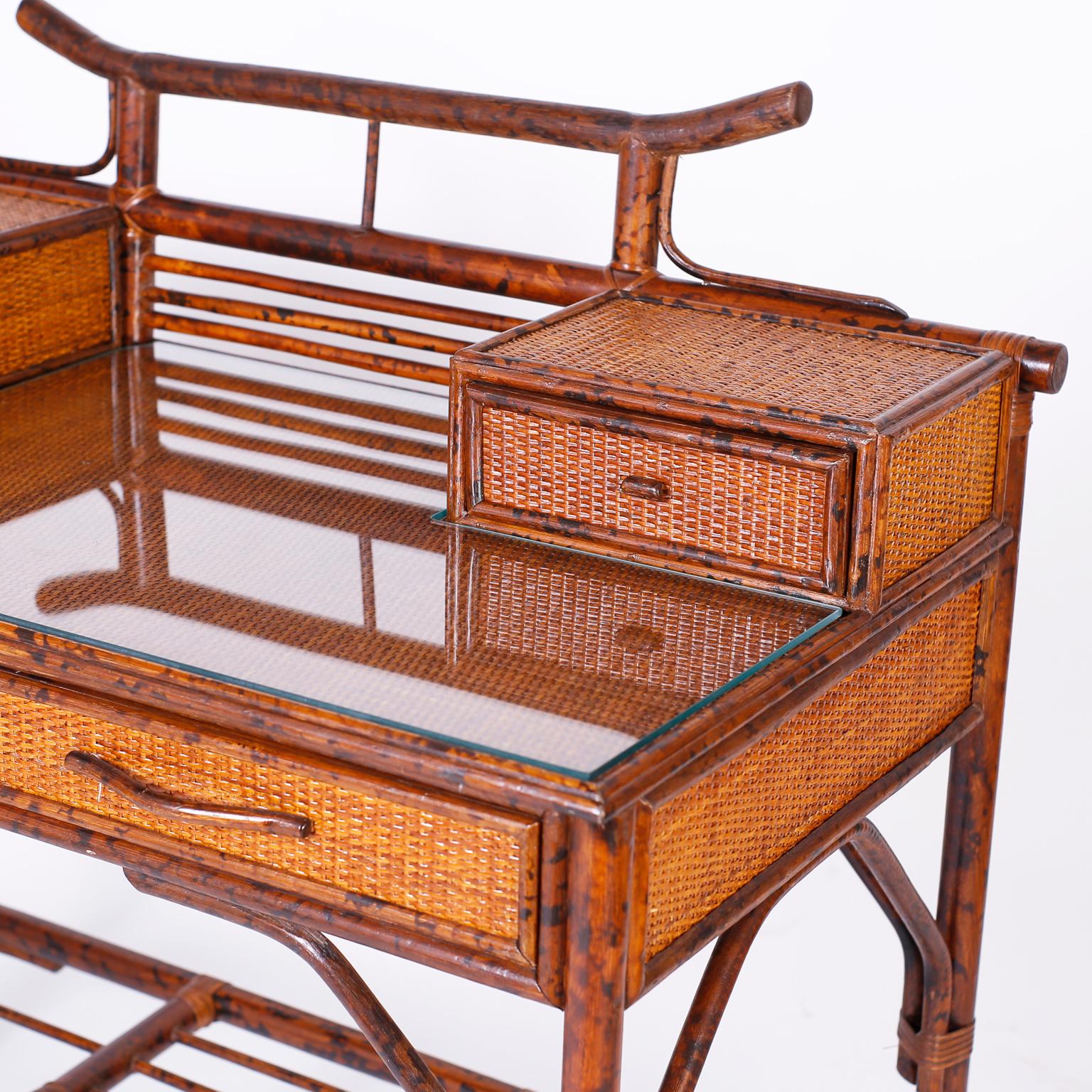 Faux Bamboo and Grasscloth Desk and Chair 1