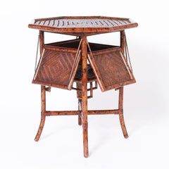 Faux Bamboo and Grasscloth Occasional Stand