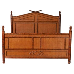 Faux Bamboo and Grasscloth Queen Bed Frame
