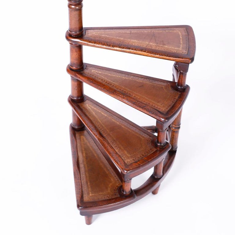 Faux Bamboo And Leather Library Step Or Stairs For Sale At 1stdibs