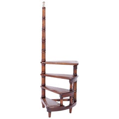 Vintage Faux Bamboo and Leather Library Step or Stairs