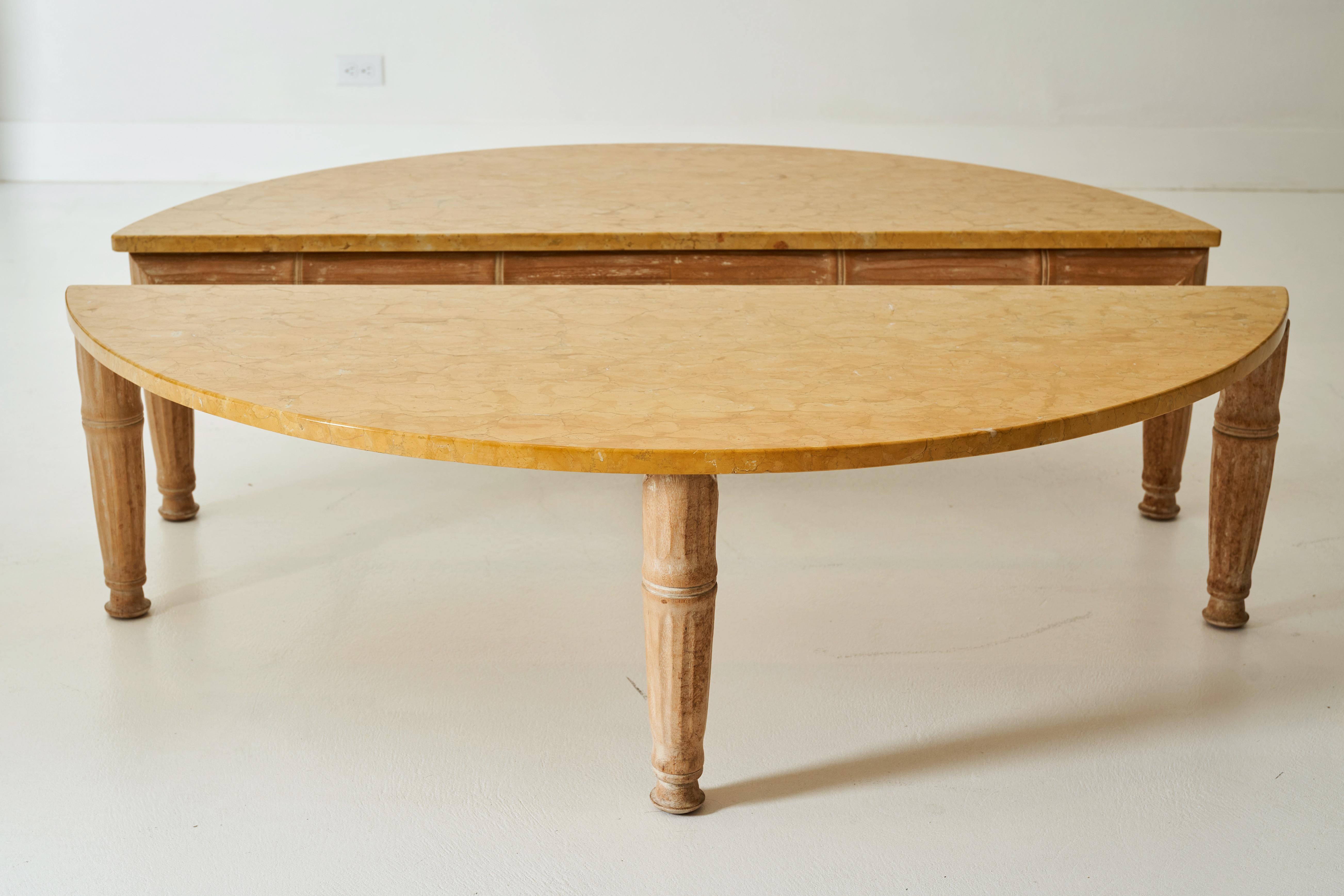 Mid-Century Modern Faux Bamboo and Marble Topped Cocktail Table by William Haines For Sale