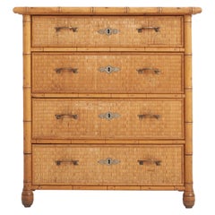 Antique Faux Bamboo and Rattan Chest of Drawers by Bodafors