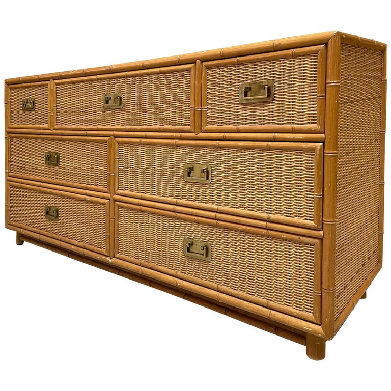 Faux Bamboo and Wicker 7Drawer Dresser at 1stDibs bamboo rattan