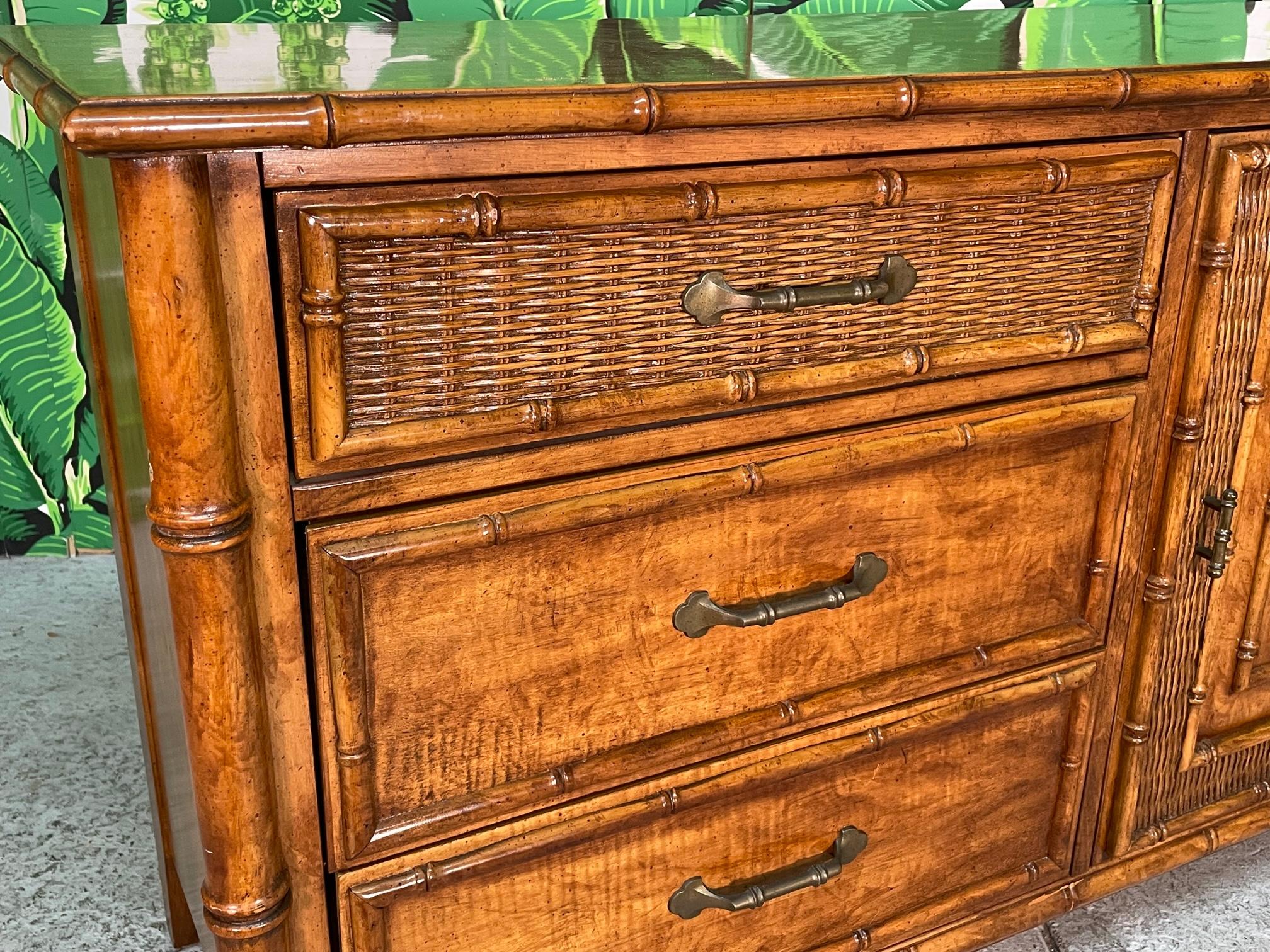 Faux Bamboo and Wicker 9-Drawer Dresser 2