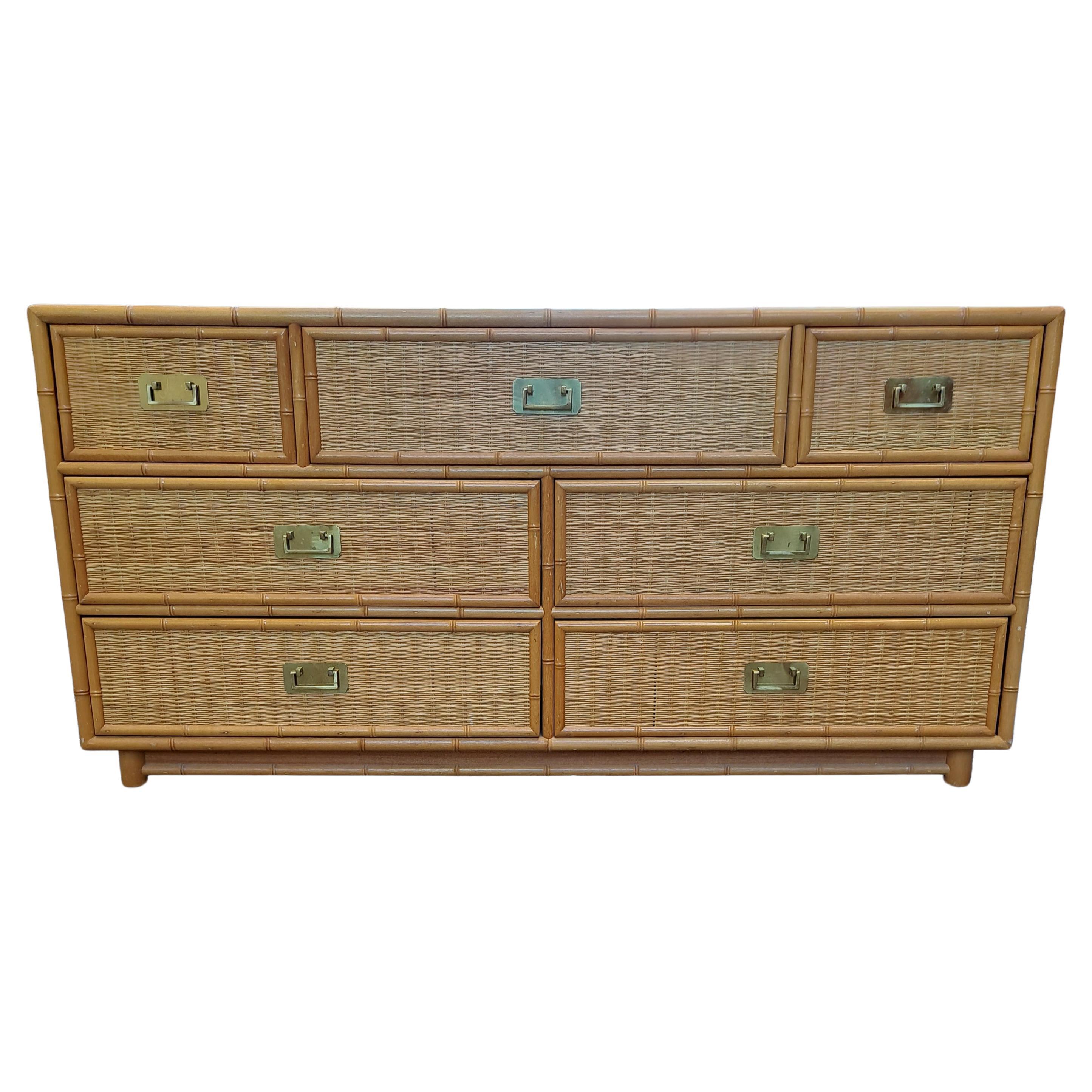 Faux Bamboo and Wicker 7Drawer Dresser at 1stDibs bamboo rattan