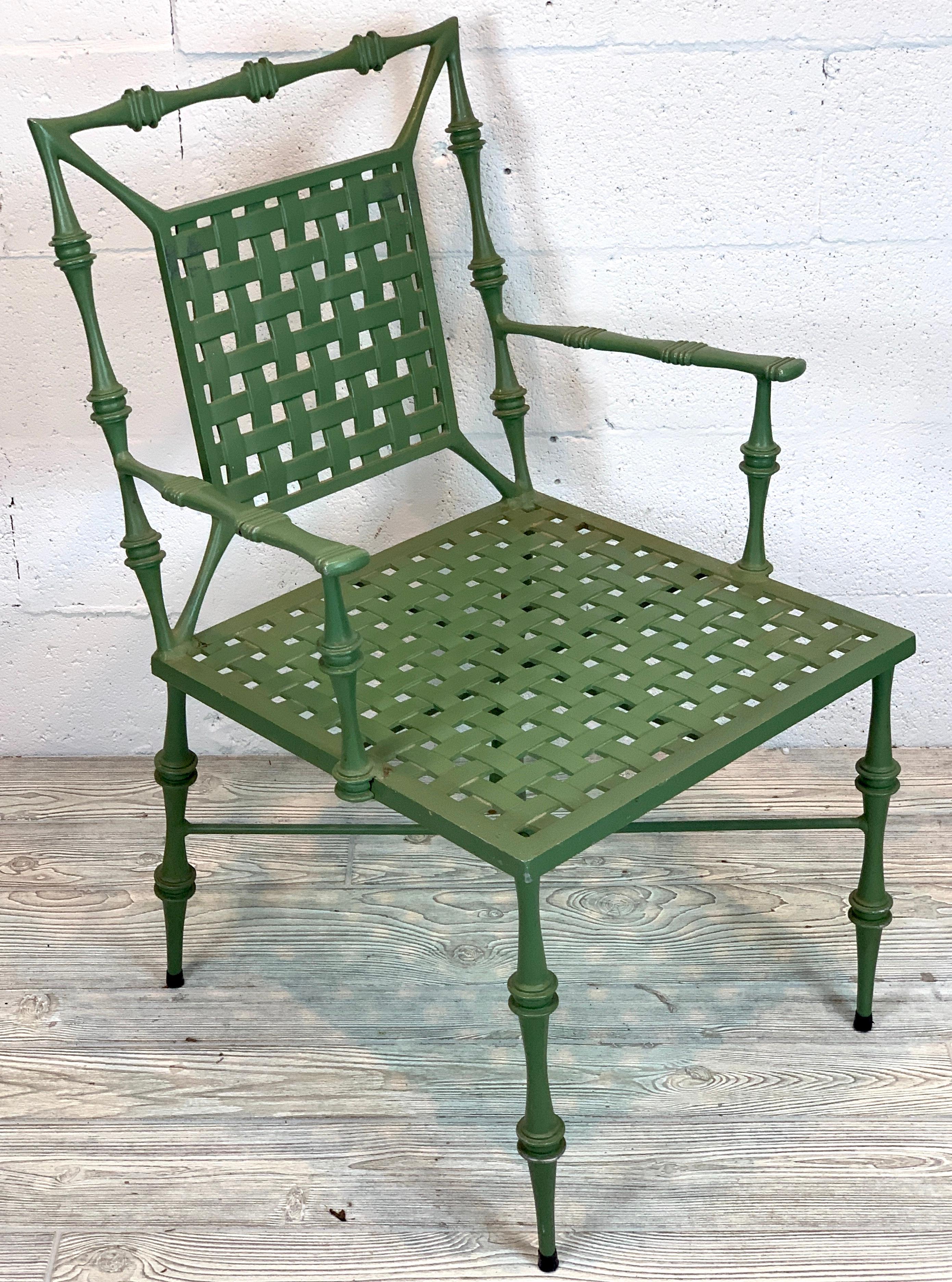 Polychromed A Faux Bamboo Arm Chair by Phyllis Morris, Four Available 