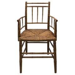 Faux Bamboo Armchair with Rush Seat