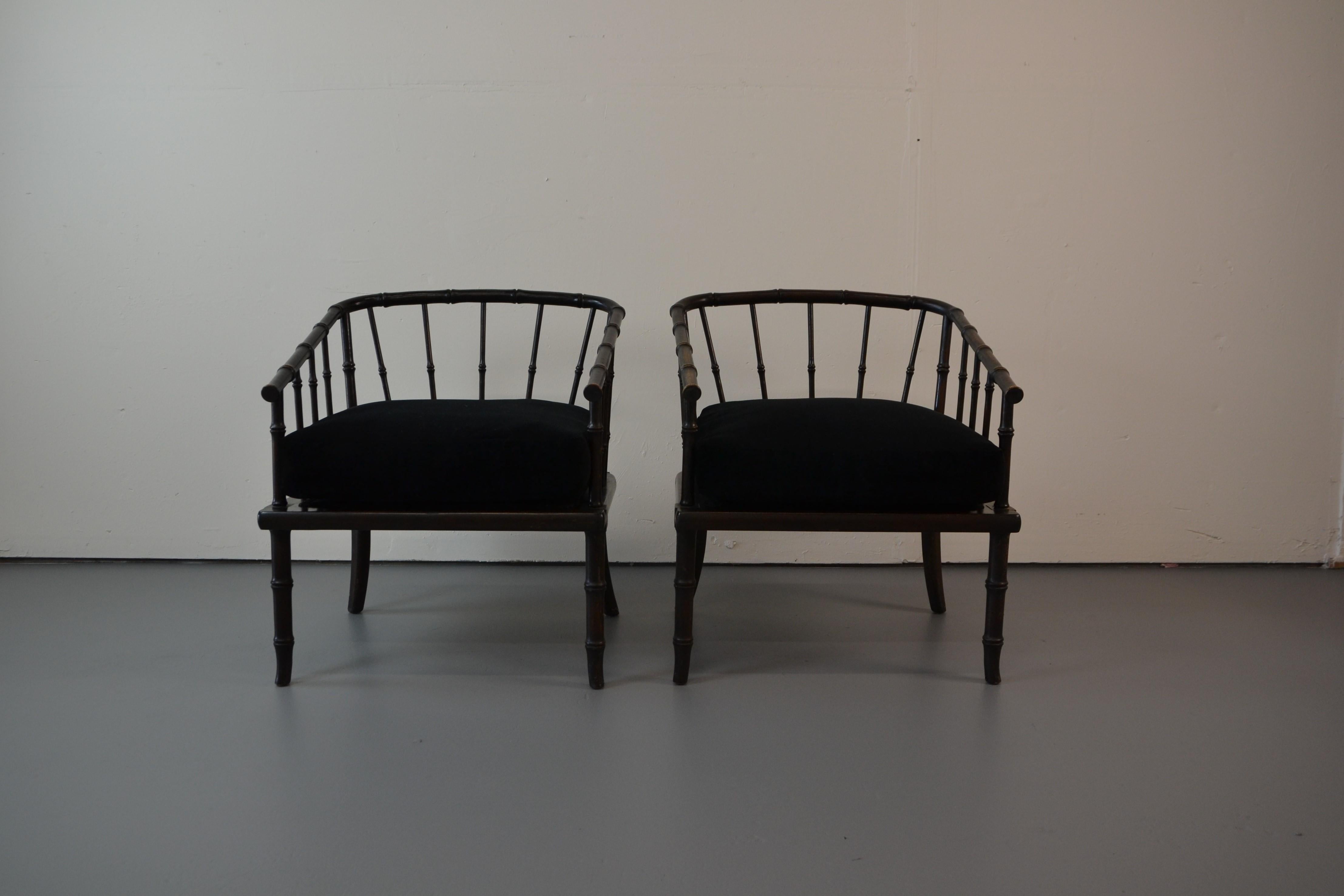 20th Century Faux Bamboo Armchairs S/2