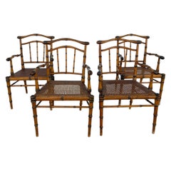 Faux-Bamboo Armchairs Set of 4