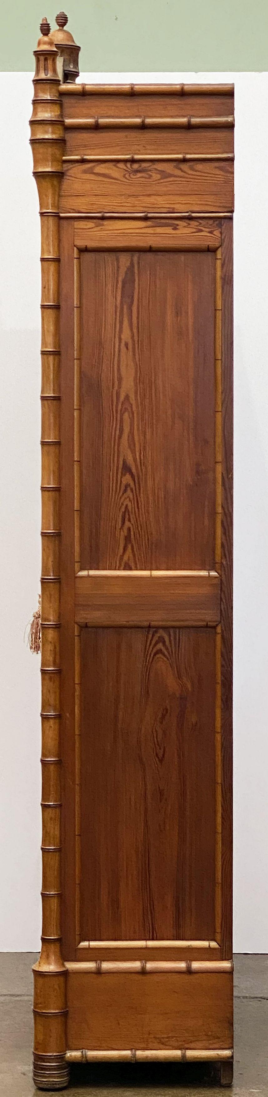 Faux Bamboo Armoire of Long Leaf Pine and Cherry from France For Sale 12