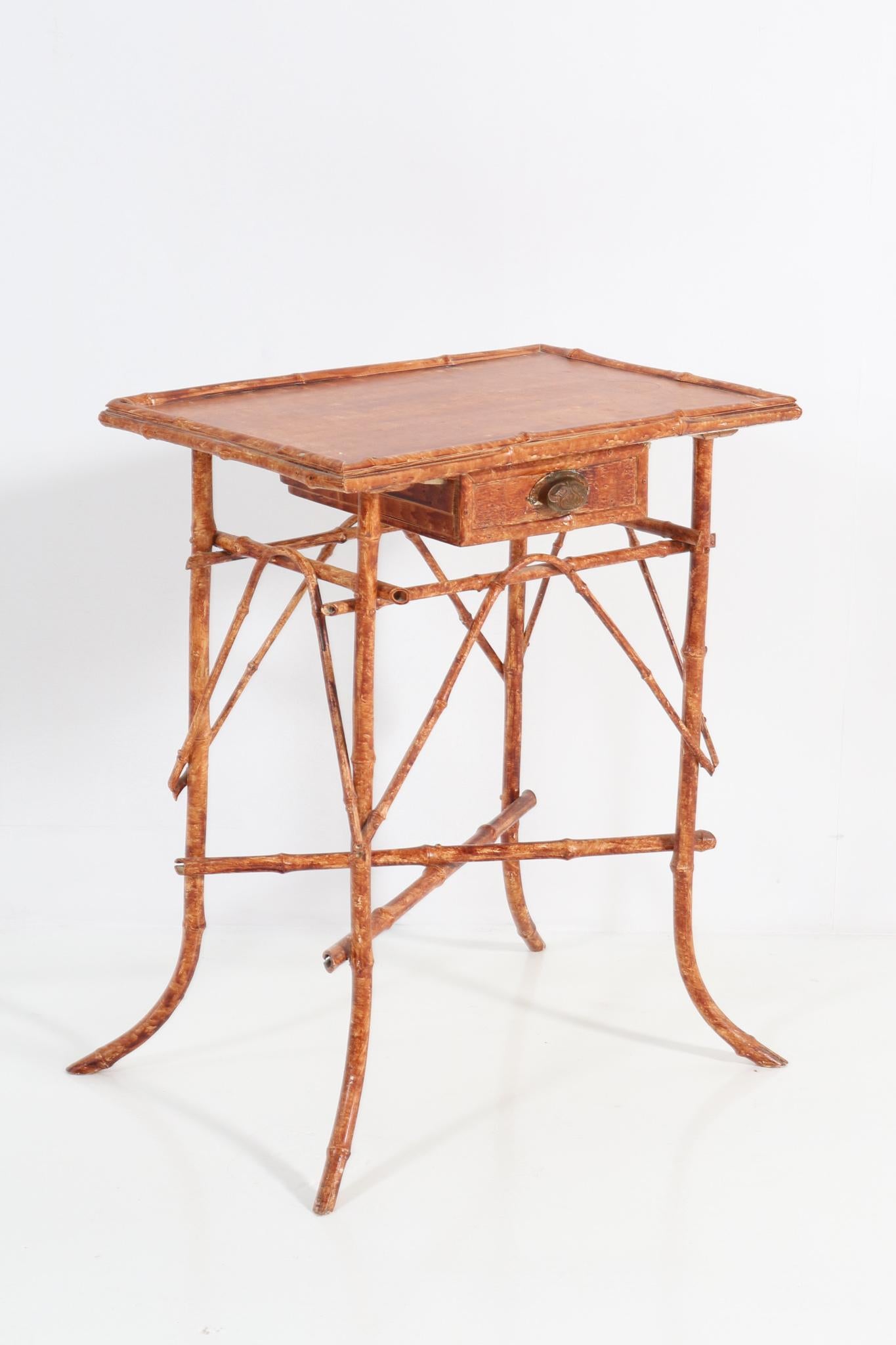 Dutch Faux Bamboo Art Nouveau Tea Table, 1900s For Sale