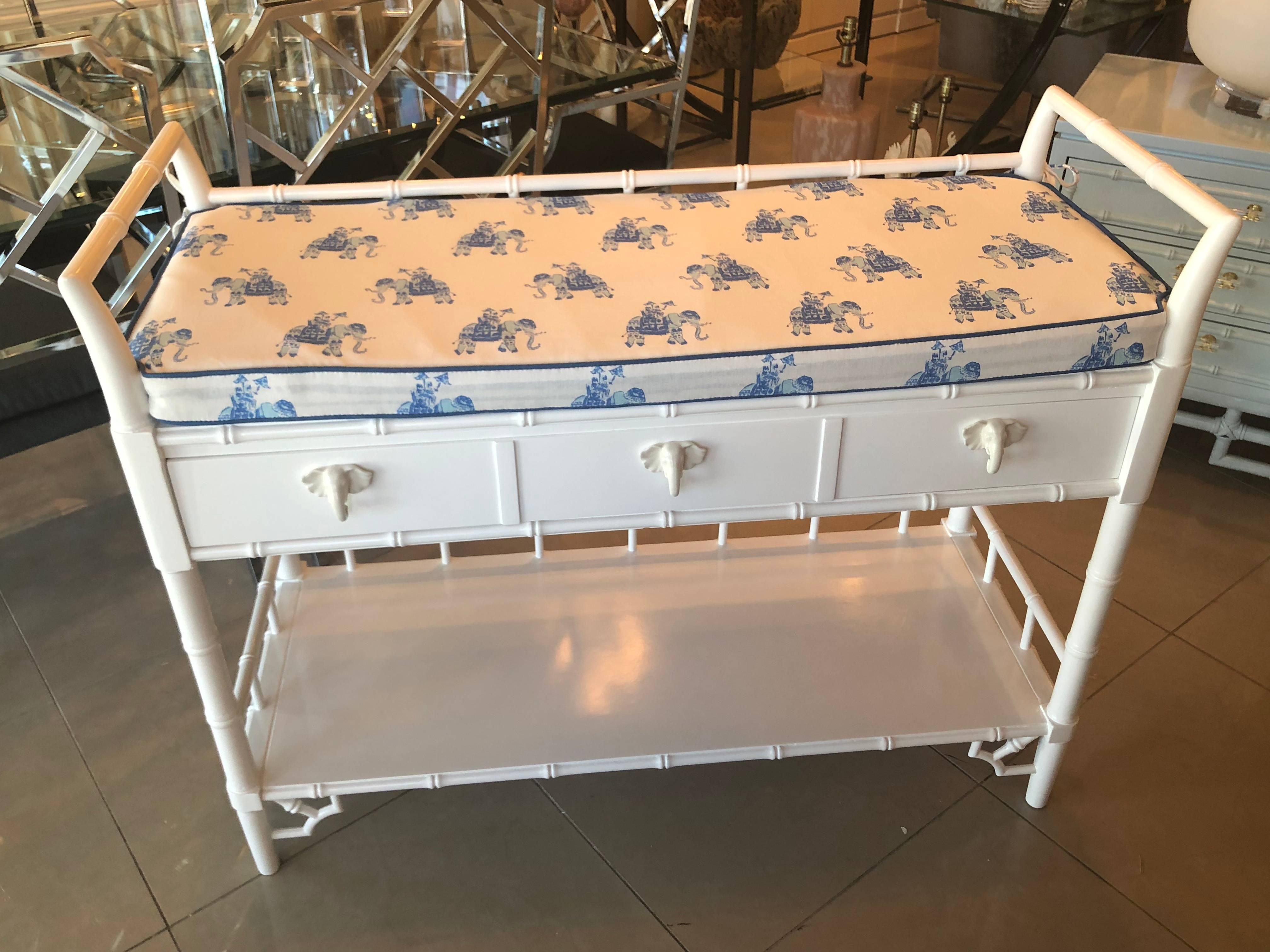 Faux Bamboo Baby Changing Table Lilly Pulitzer Elephant Blue Lacquered Boys 2