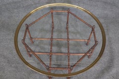 Faux Bamboo Baker Atrributed Brass and Glass Tray Top Coffee Table