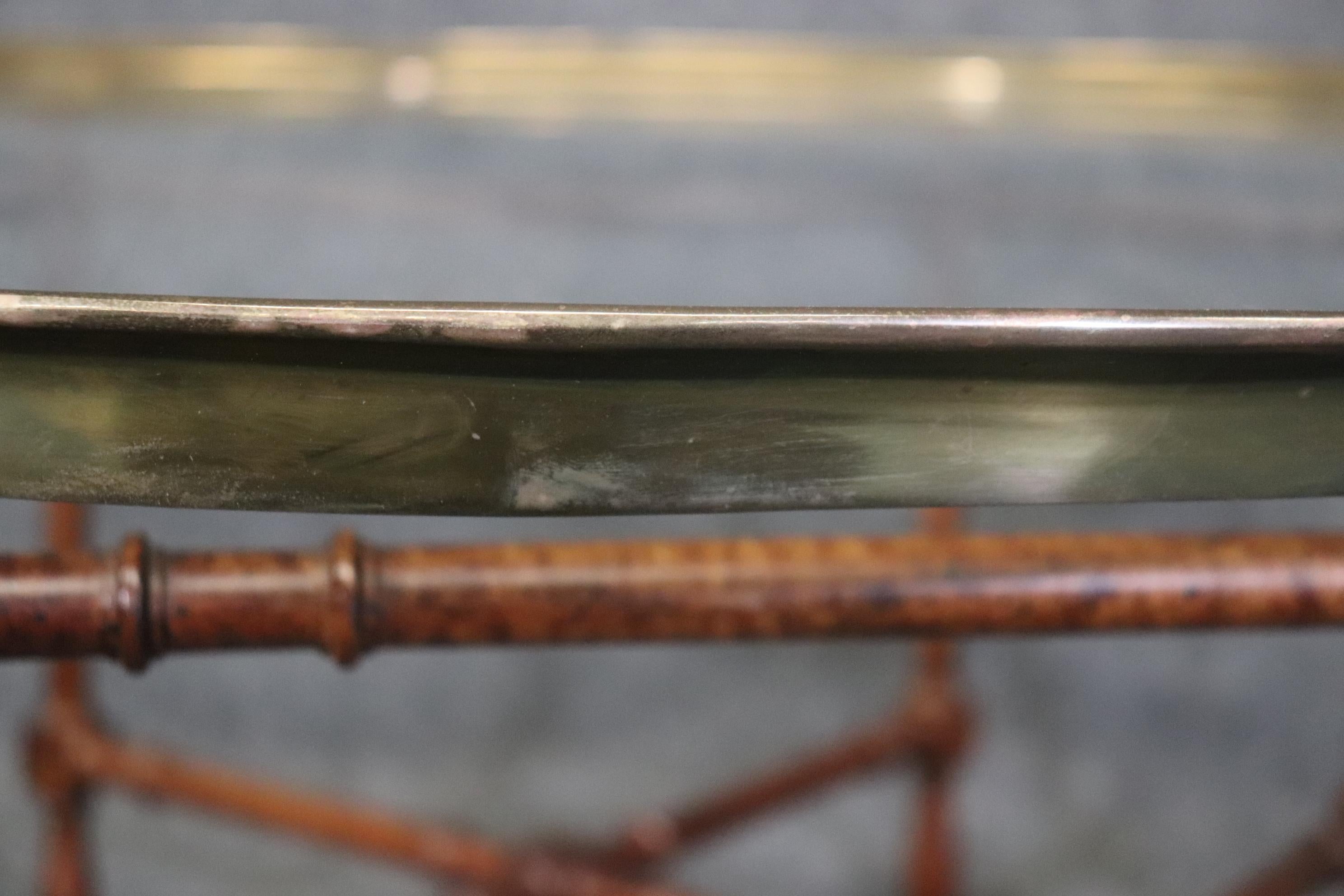 Late 20th Century Faux Bamboo Baker Atrributed Brass and Glass Tray Top Coffee Table