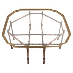 Faux Bamboo Baker Attributed Brass and Glass Tray Top Coffee Table