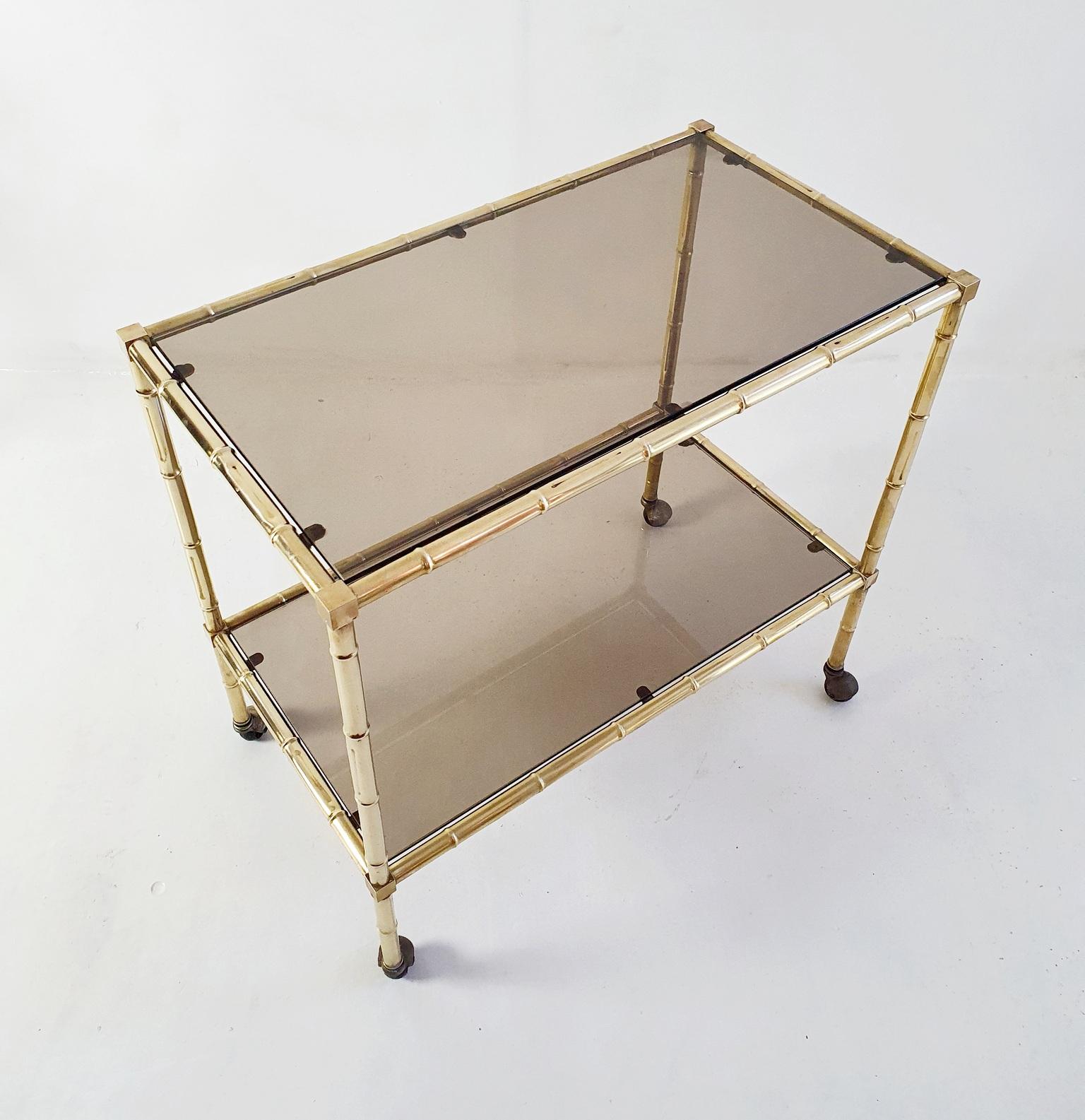 20th Century  Faux Bamboo Bar Cart by Maison Baguès, France For Sale