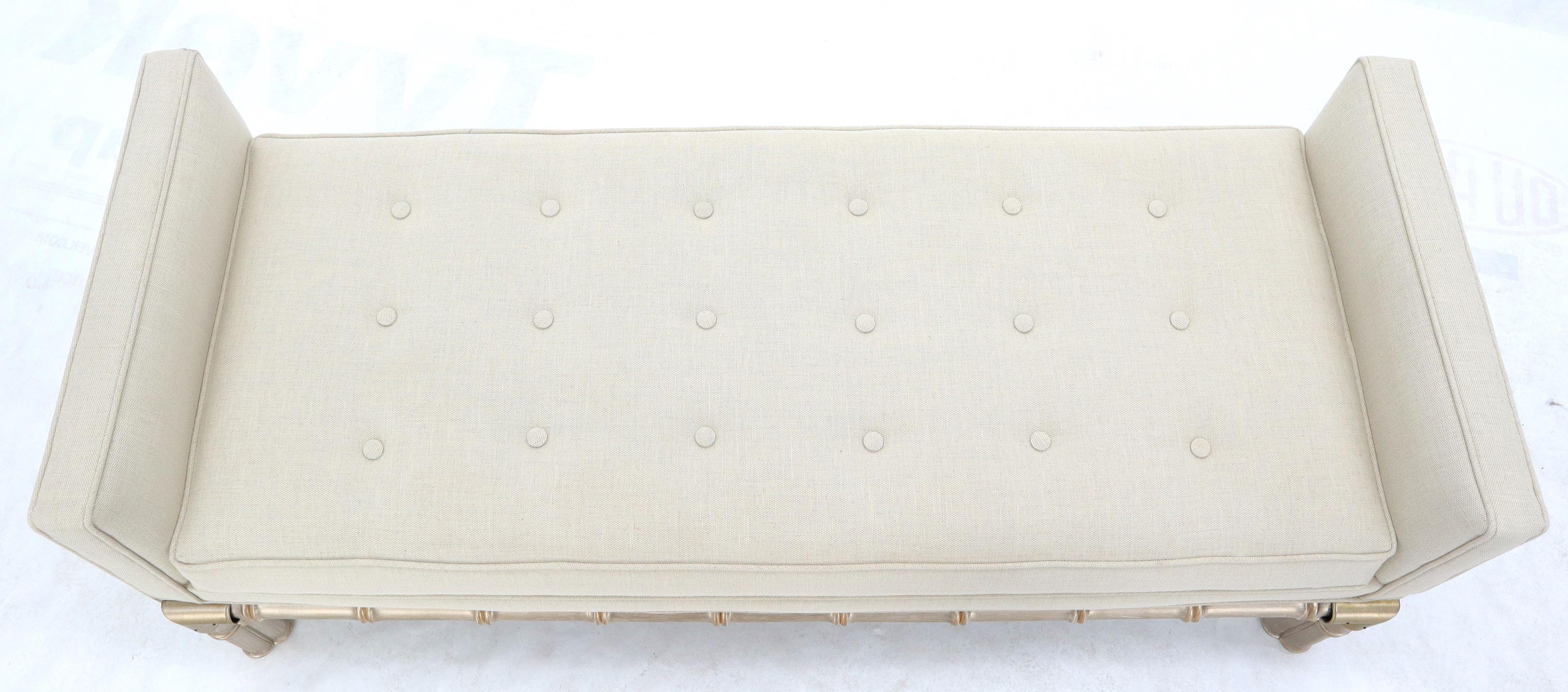 Faux Bamboo Base Tufted Upholstery Bench with Sides For Sale 3