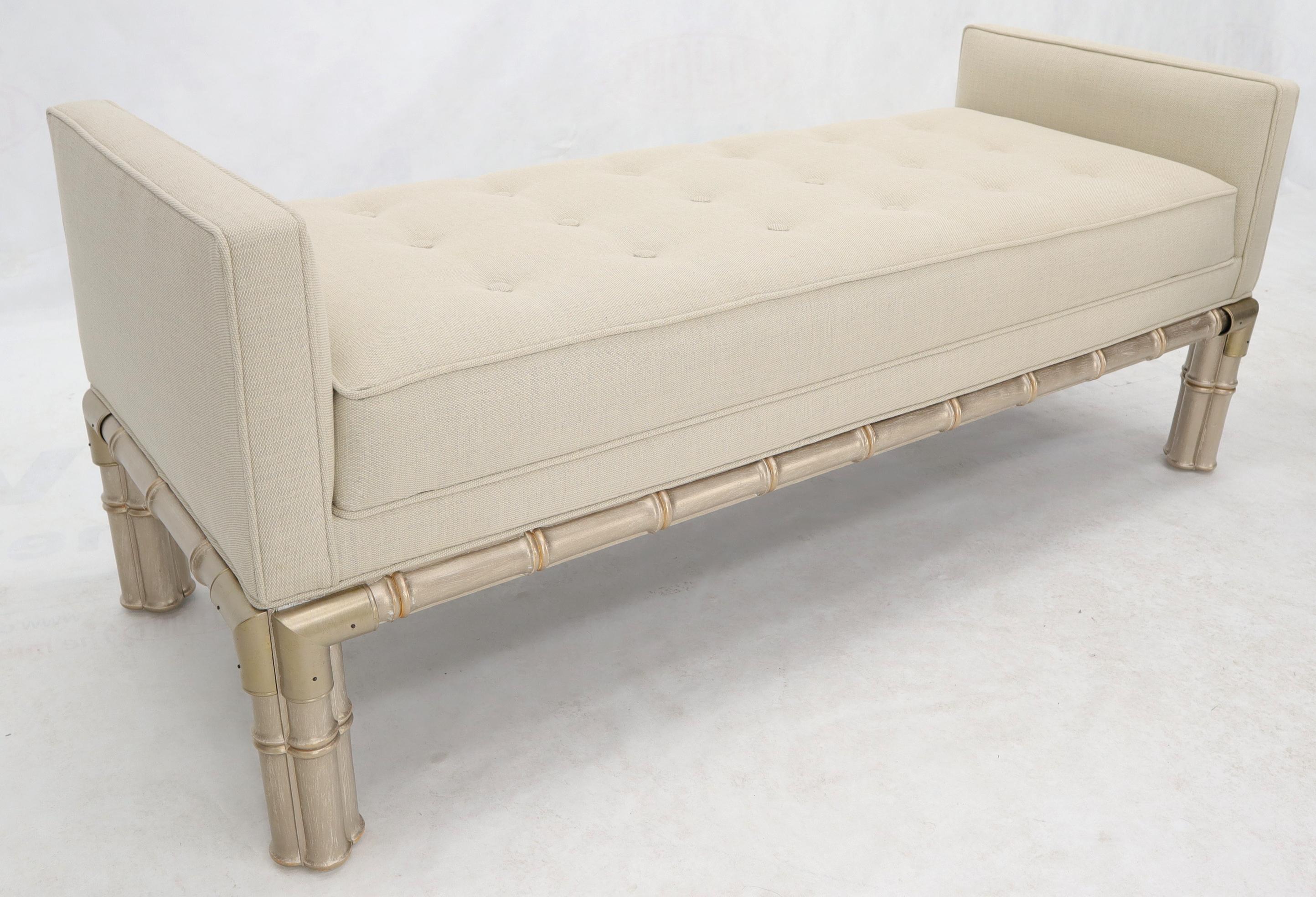 Faux Bamboo Base Tufted Upholstery Bench with Sides For Sale 4