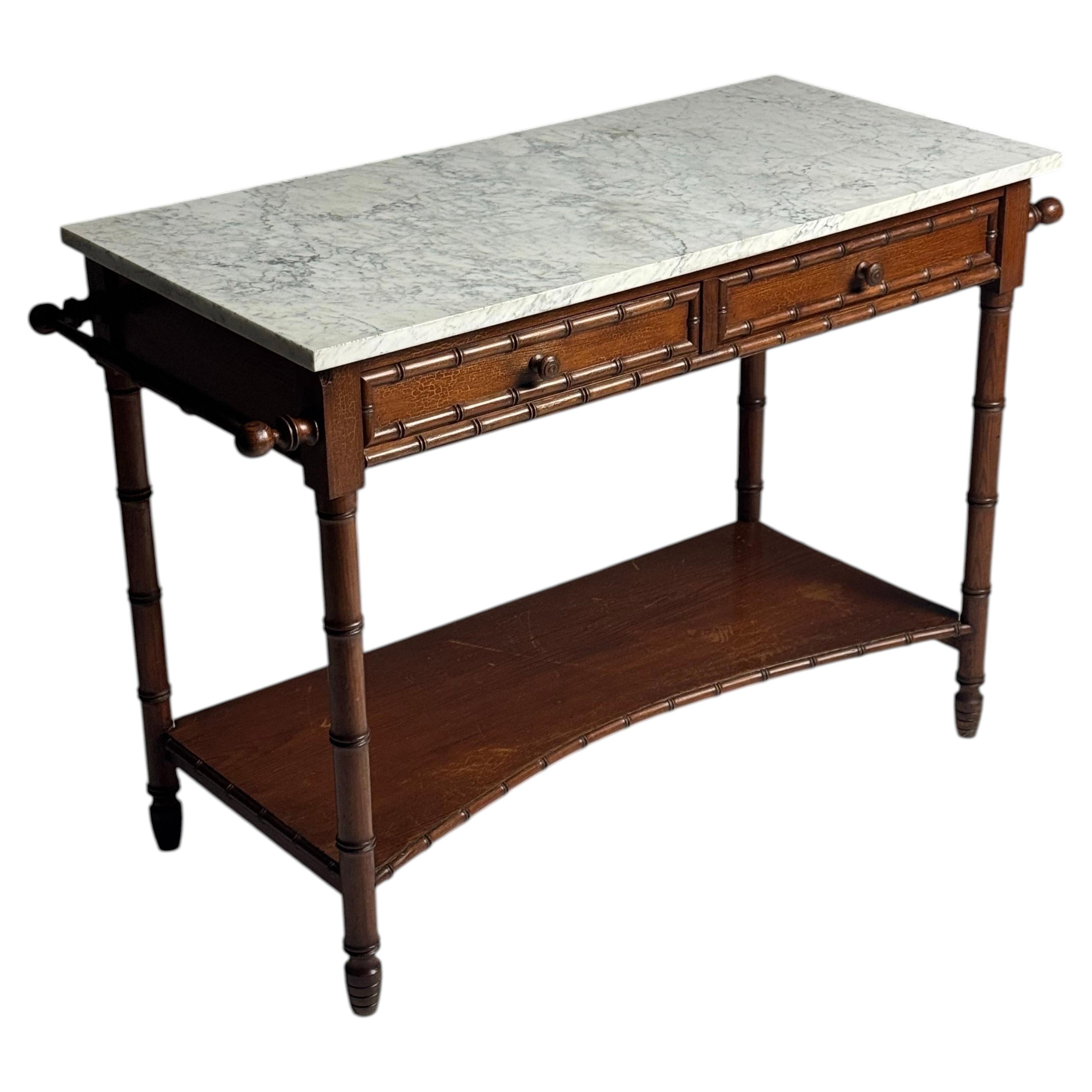 Faux bamboo bathroom table ca. 1900 For Sale