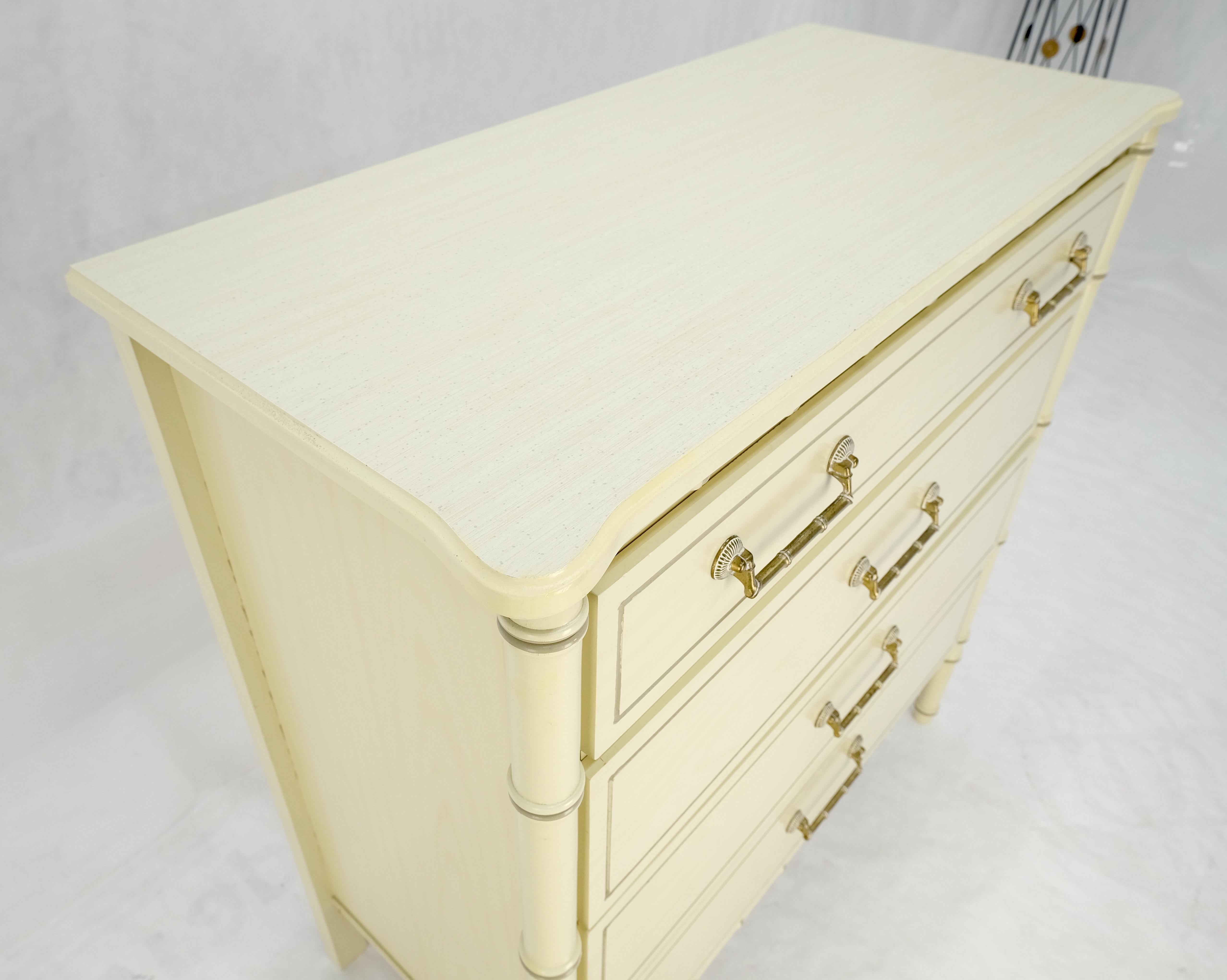 Faux Bamboo Beige White Lacquer 4 Drawers Bachelor Chest Dresser MINT! For Sale 5