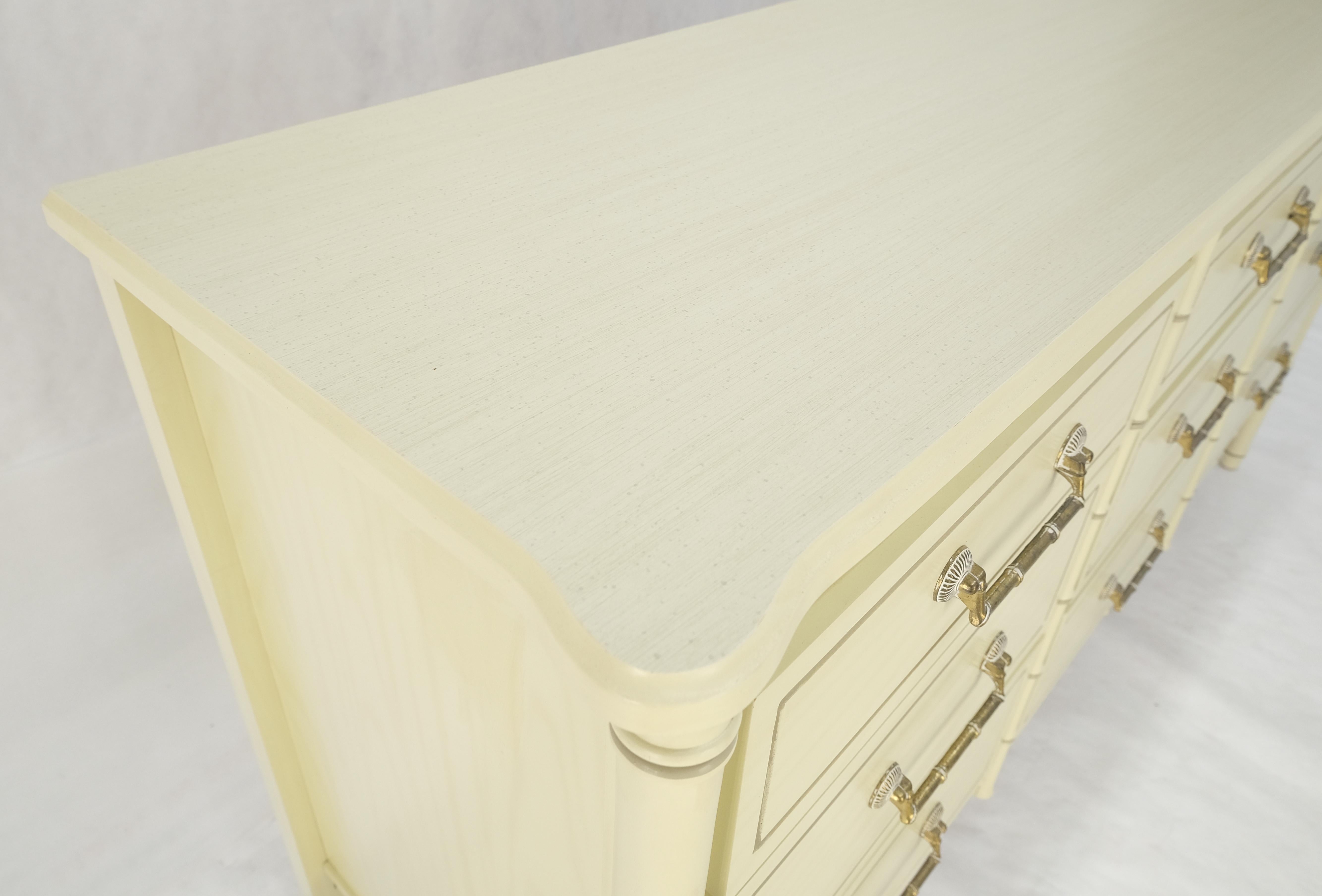 Faux Bambou Beige Blanc Laqué 9 Tiroirs 65