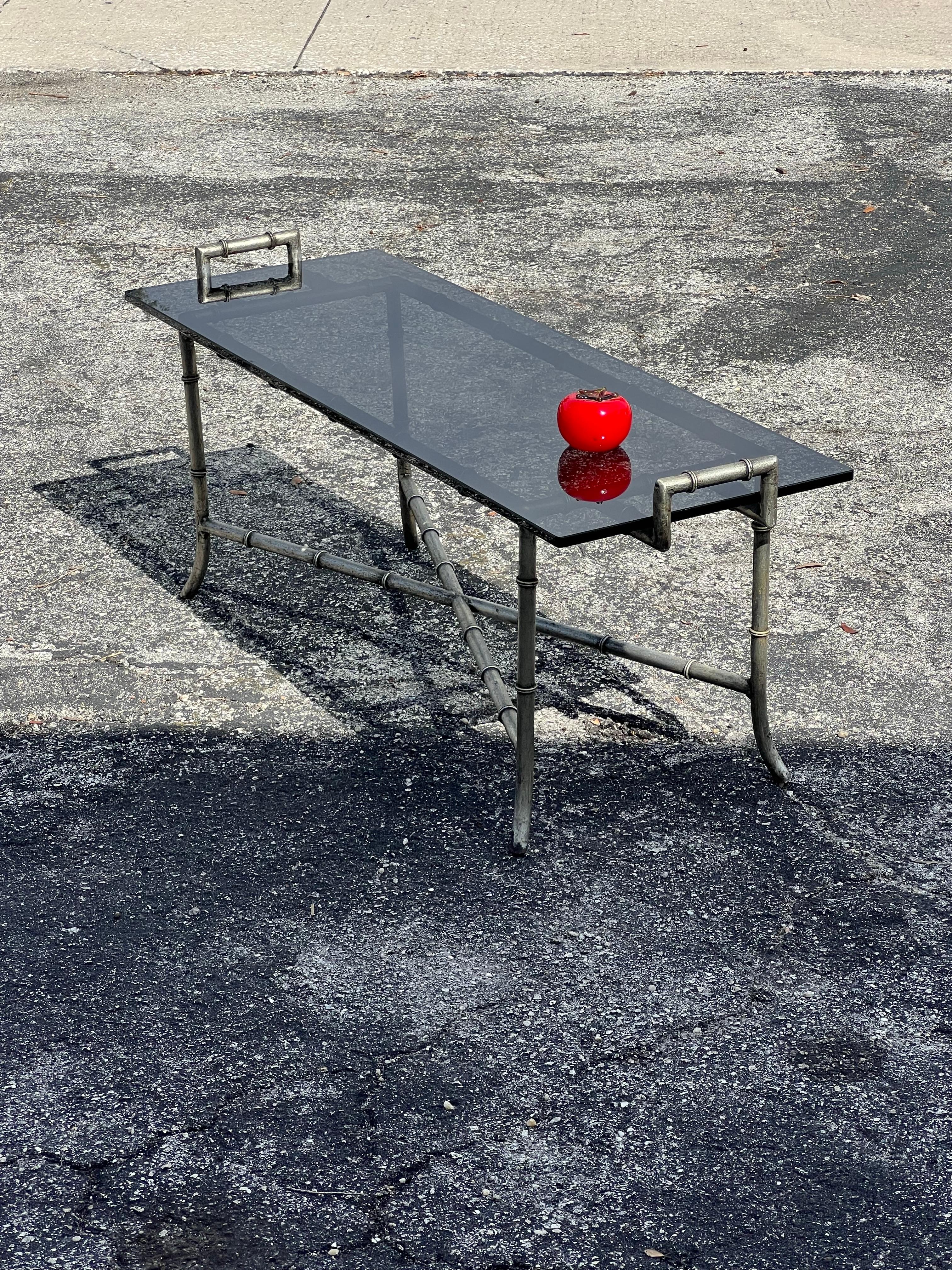 Hollywood Regency Faux Bamboo Bench Or Coffee Table ca' 1970's For Sale