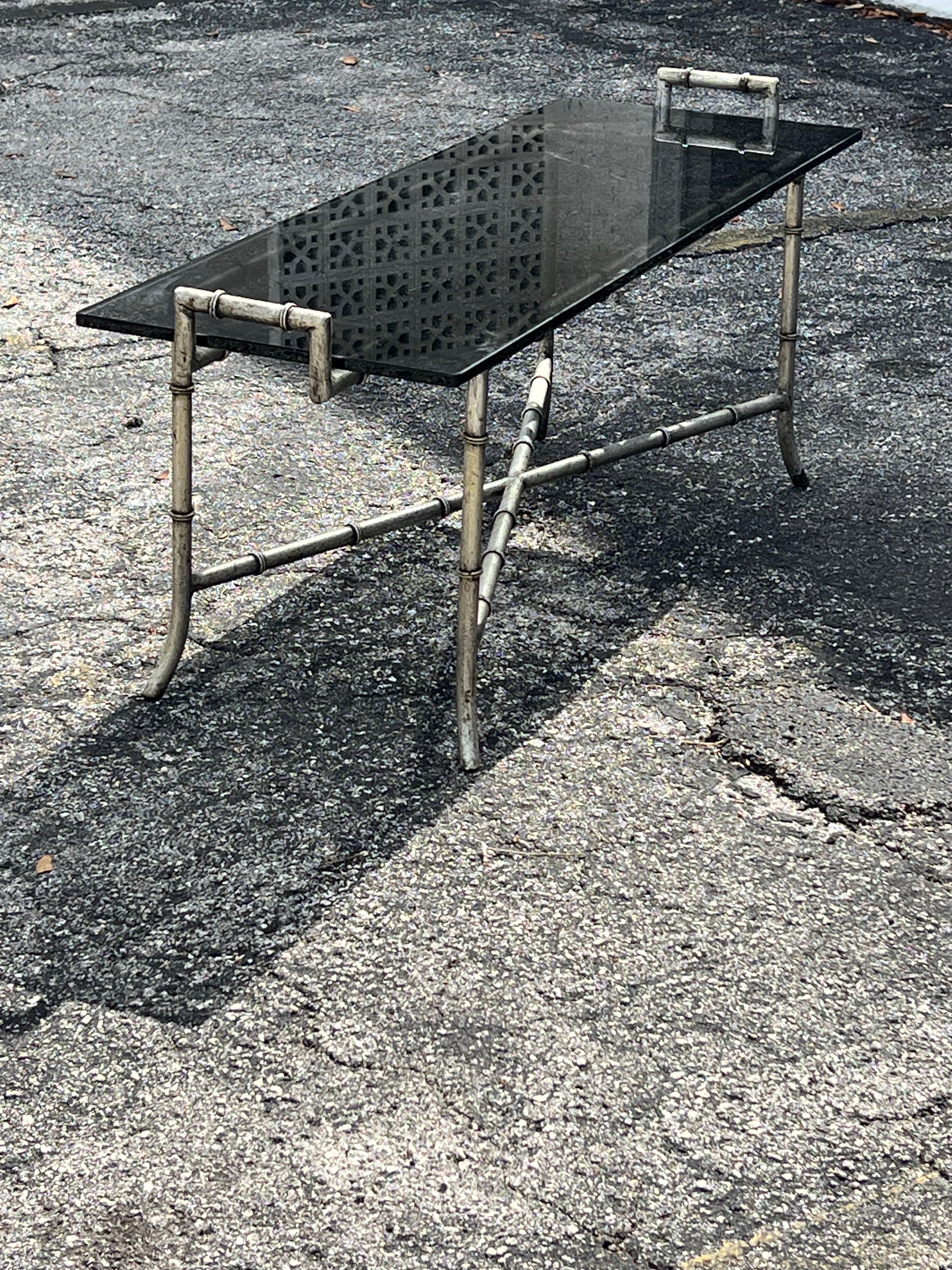 Late 20th Century Faux Bamboo Bench Or Coffee Table ca' 1970's For Sale