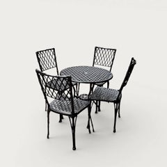 Faux Bamboo Black Garden Table and Four Chairs cica 1960