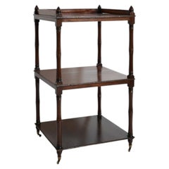 Faux bamboo bookshelves pedestal table, 1960s.