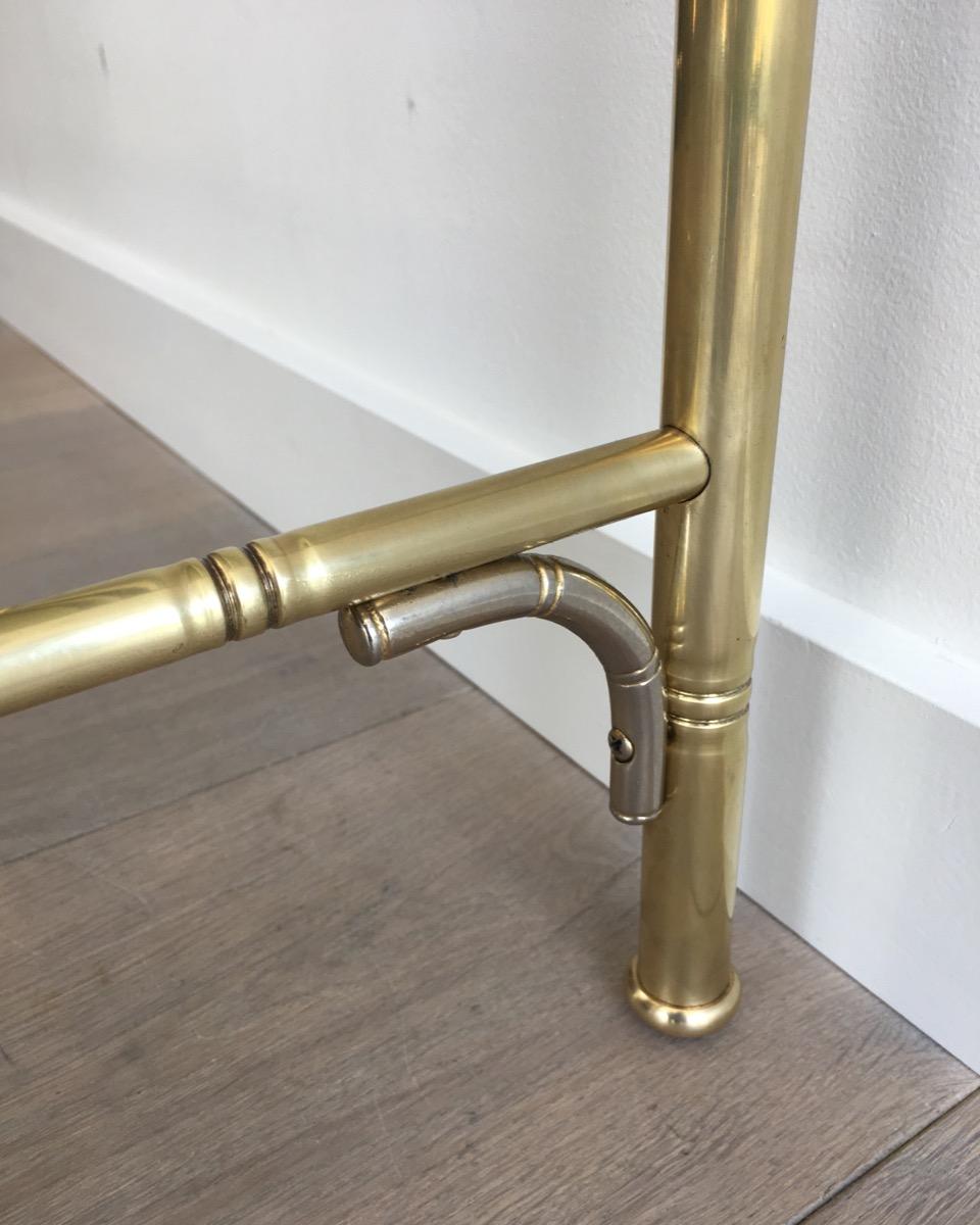 Faux-Bamboo Brass and Silvered Console Table with Smoked Glass 6