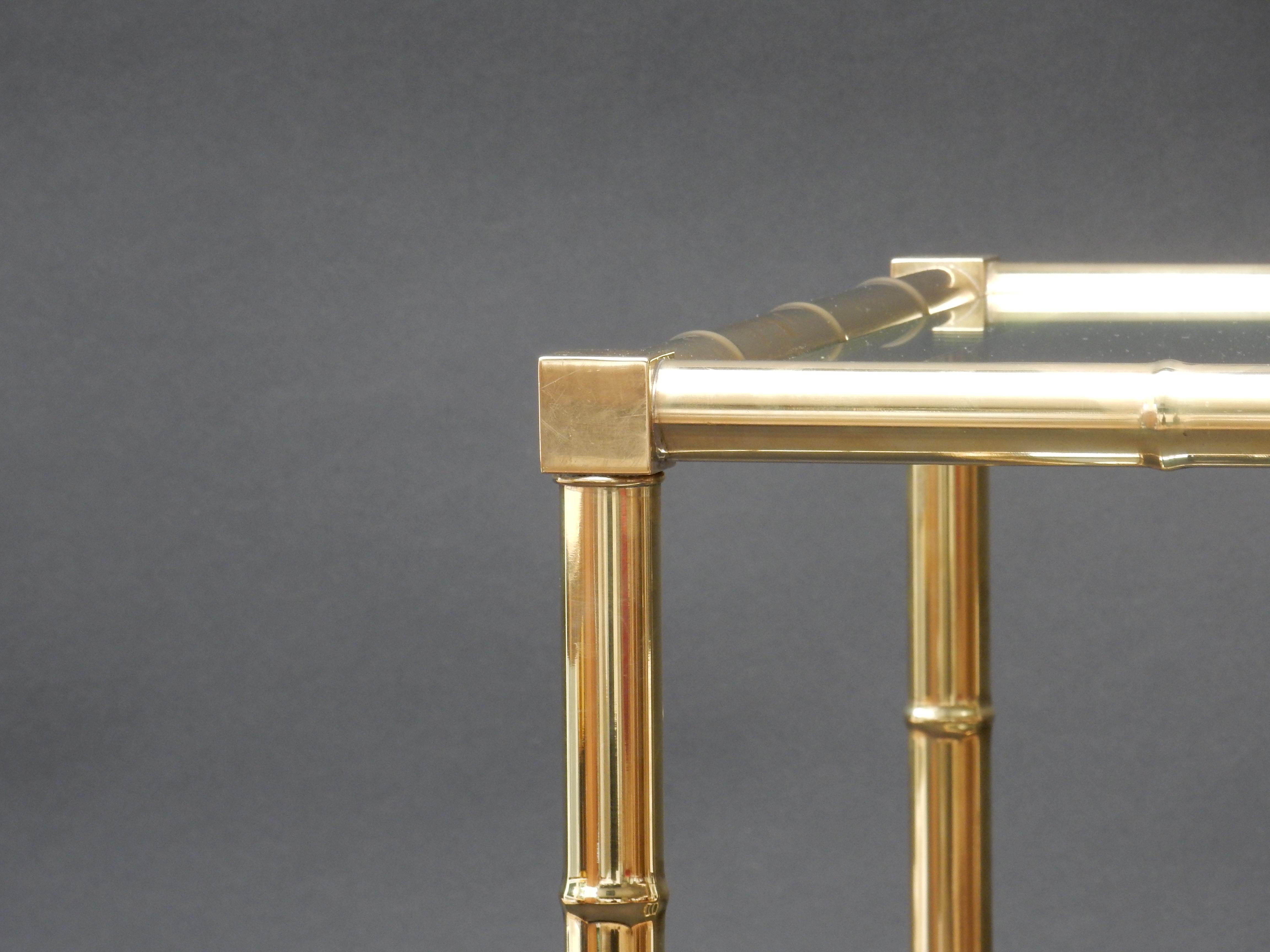 Mid-Century Modern Faux Bamboo Brass Bar Cart