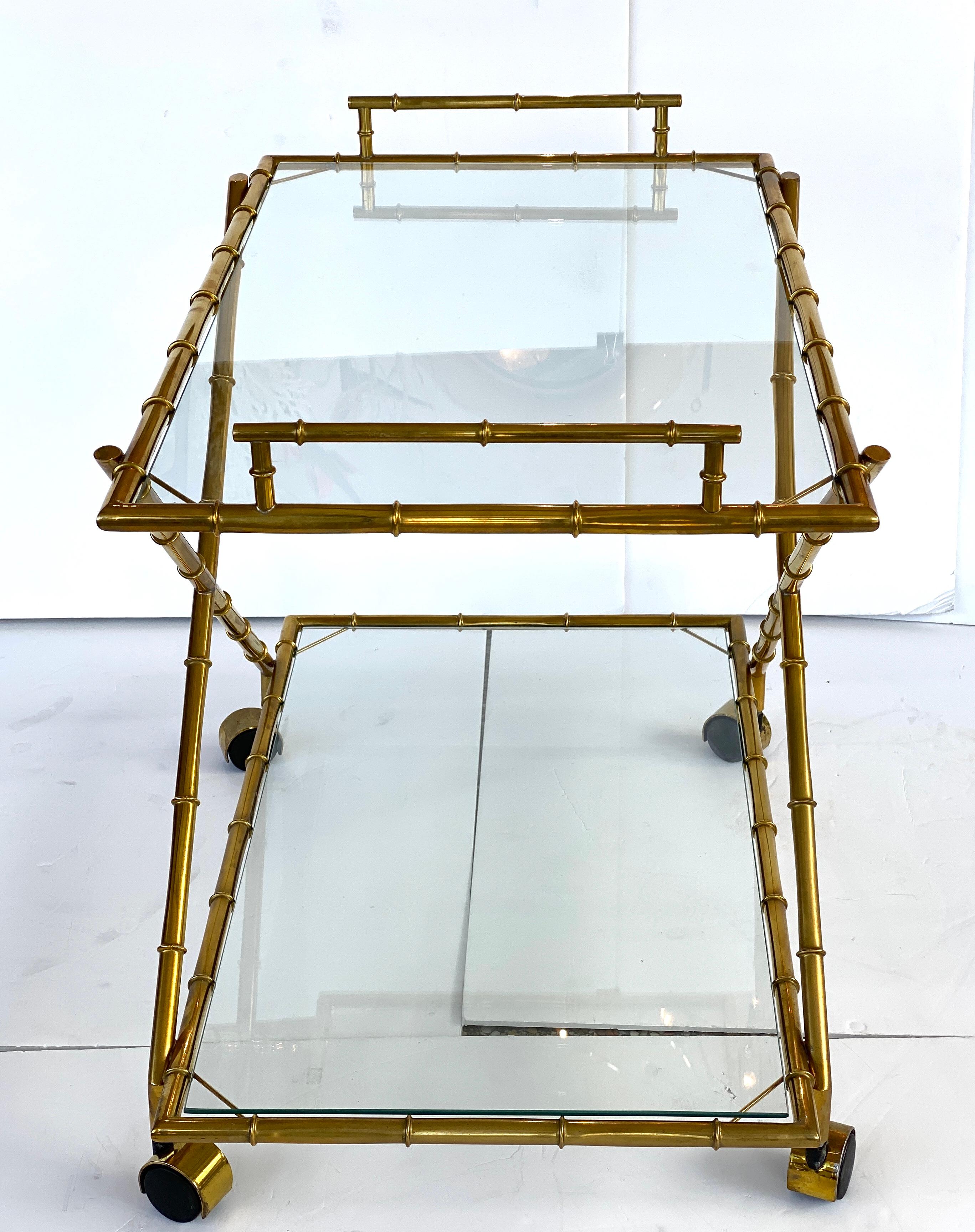 20th Century Faux Bamboo Brass Bar Cart