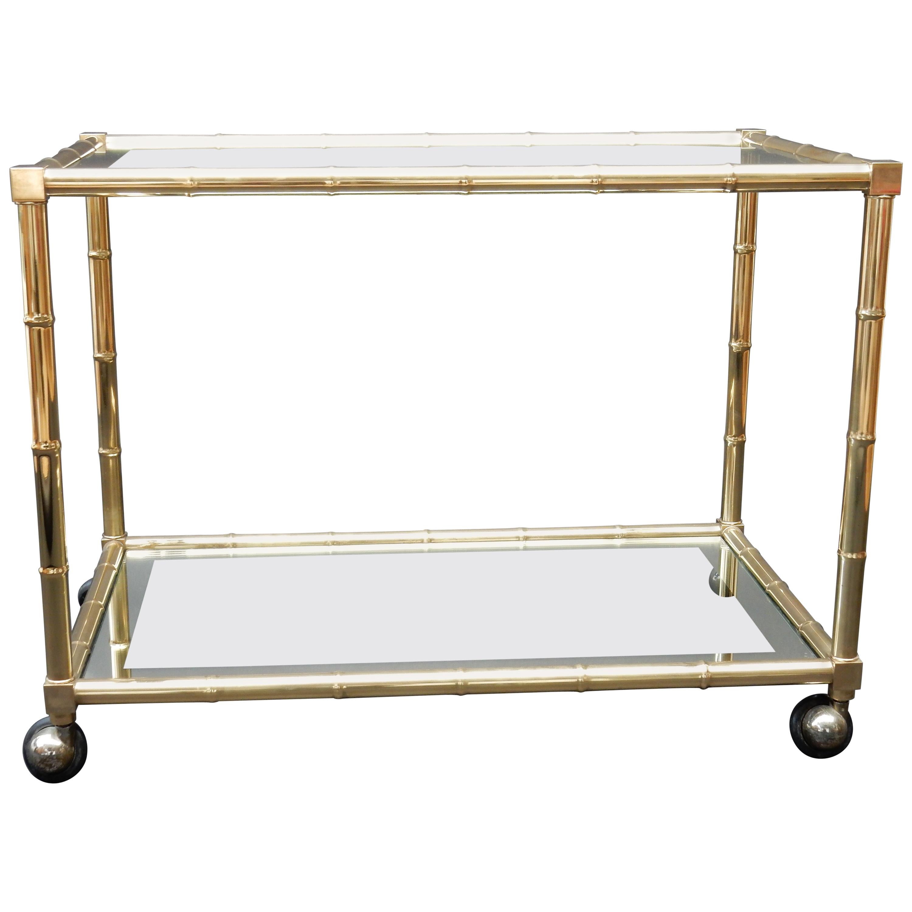 Faux Bamboo Brass Bar Cart