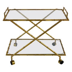 Faux Bamboo Brass Bar Cart