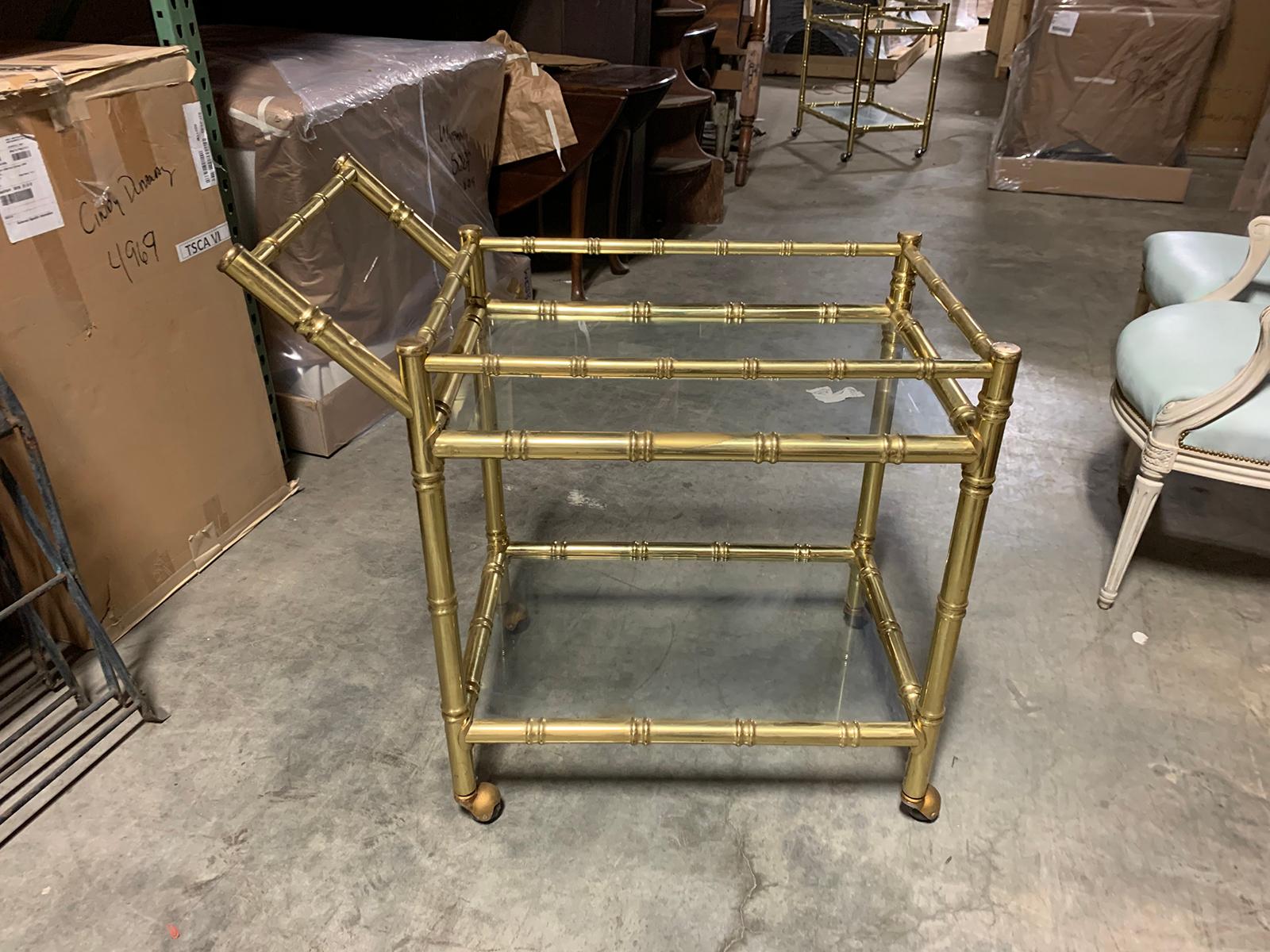 20th Century Faux Bamboo Brass Cart Attributed to Maison Baguès 10