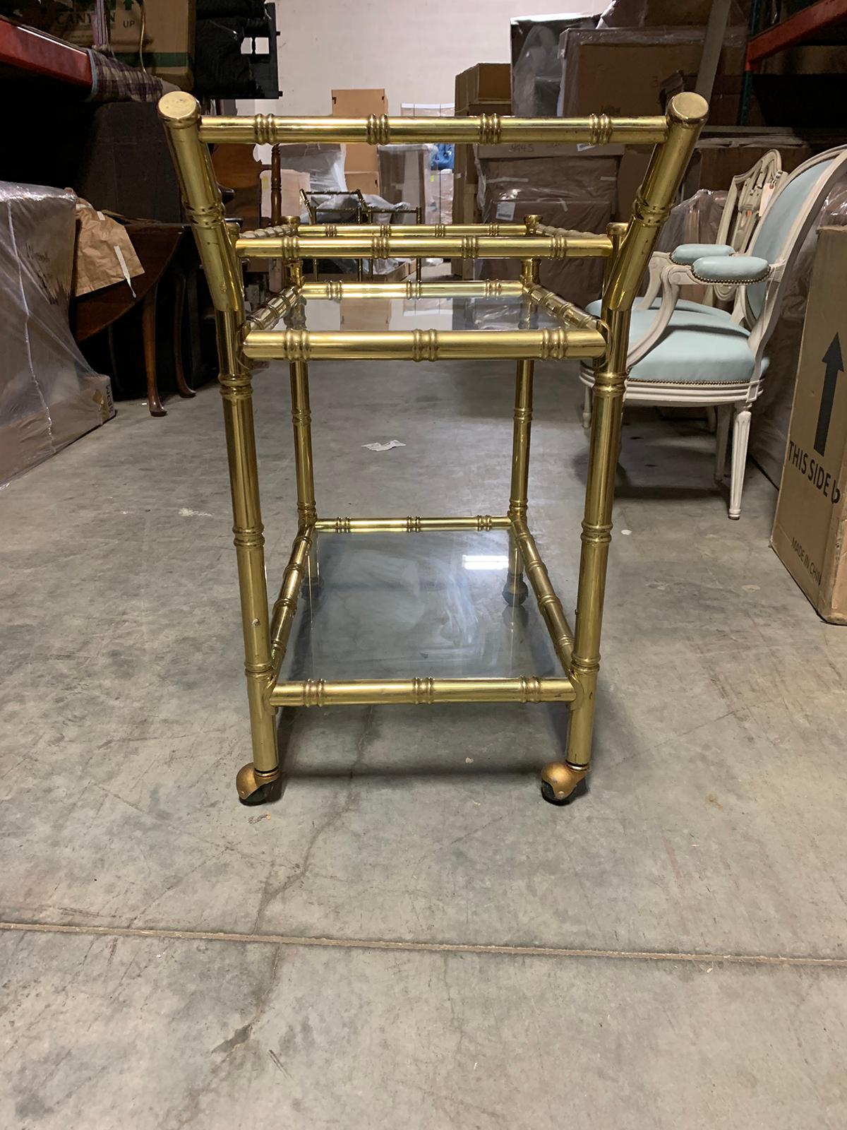 20th Century Faux Bamboo Brass Cart Attributed to Maison Baguès 12