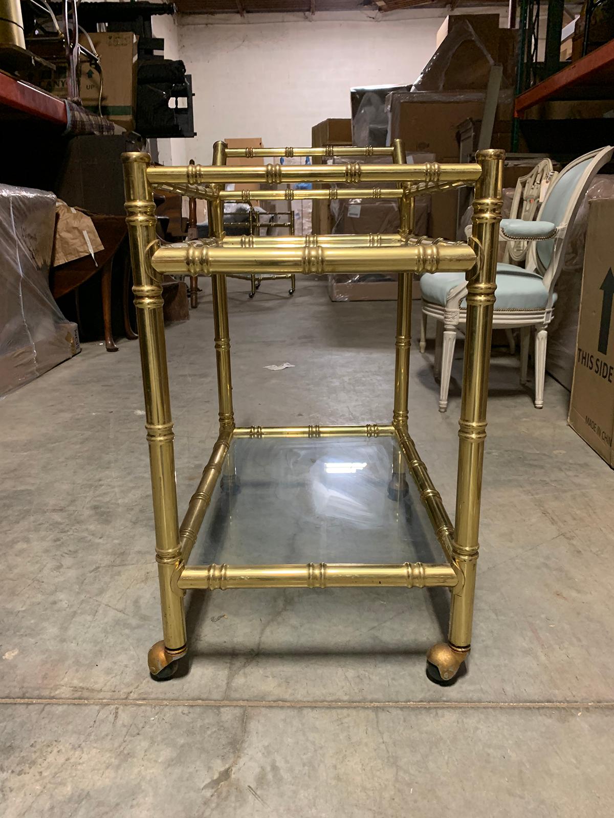 20th Century Faux Bamboo Brass Cart Attributed to Maison Baguès 2