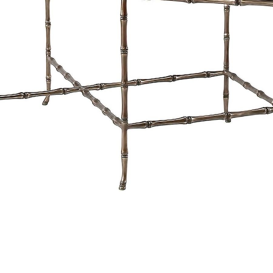 Regency Faux Bamboo Brass Cocktail Table For Sale