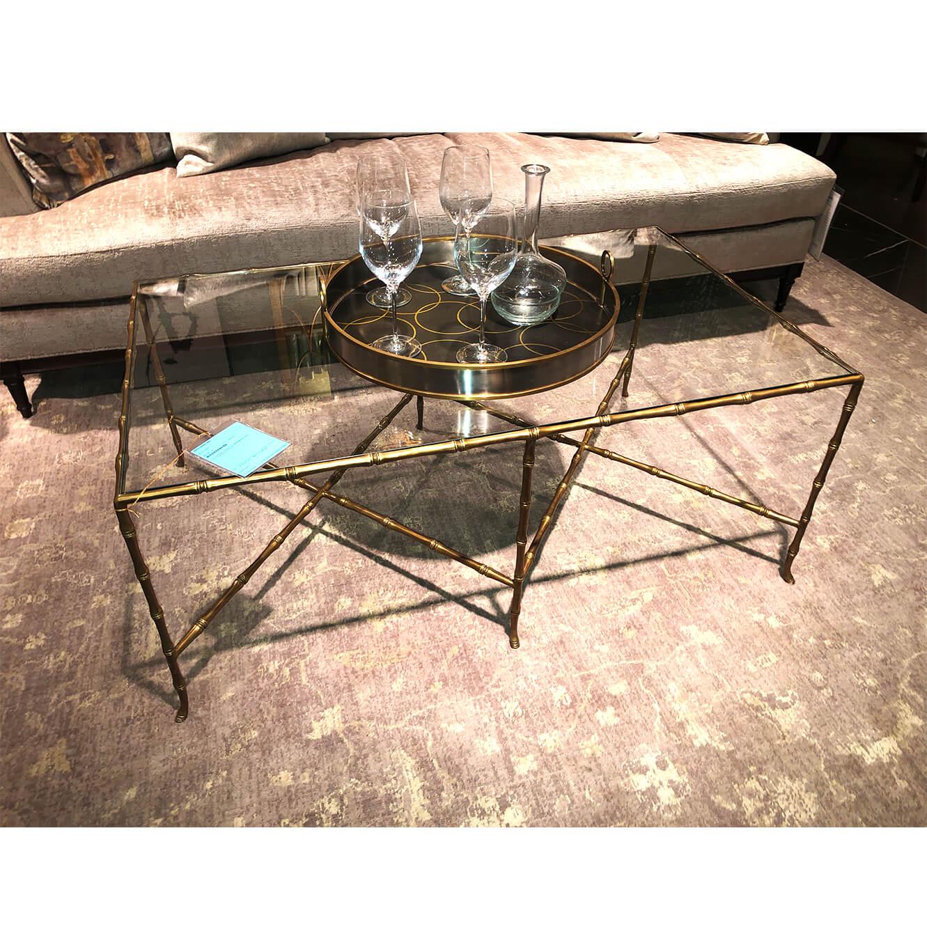 Faux Bamboo Brass Cocktail Table In New Condition For Sale In Westwood, NJ