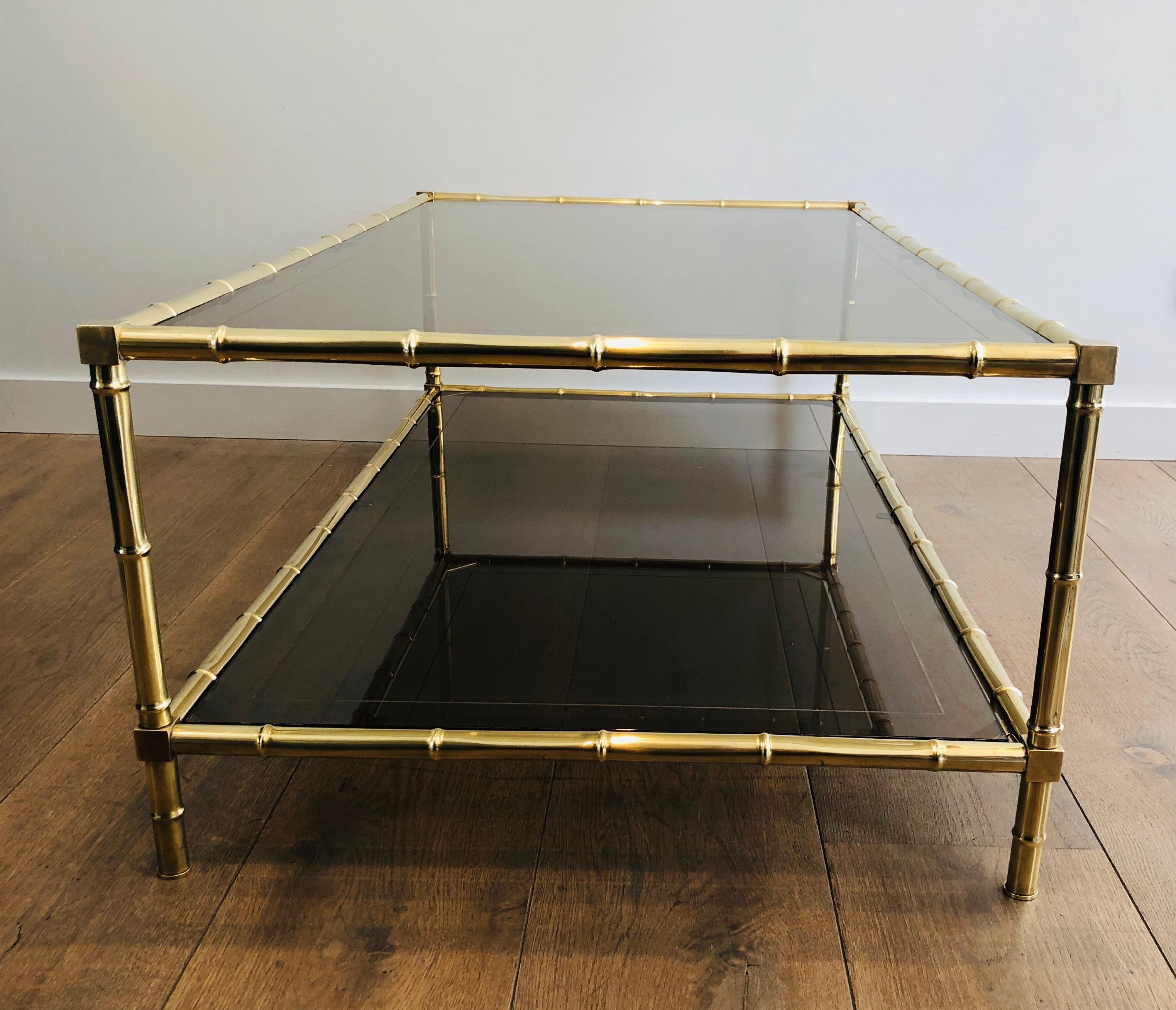 Faux-Bamboo Brass Coffee Table Attributed to Jacques Adnet, French, circa 1970 8
