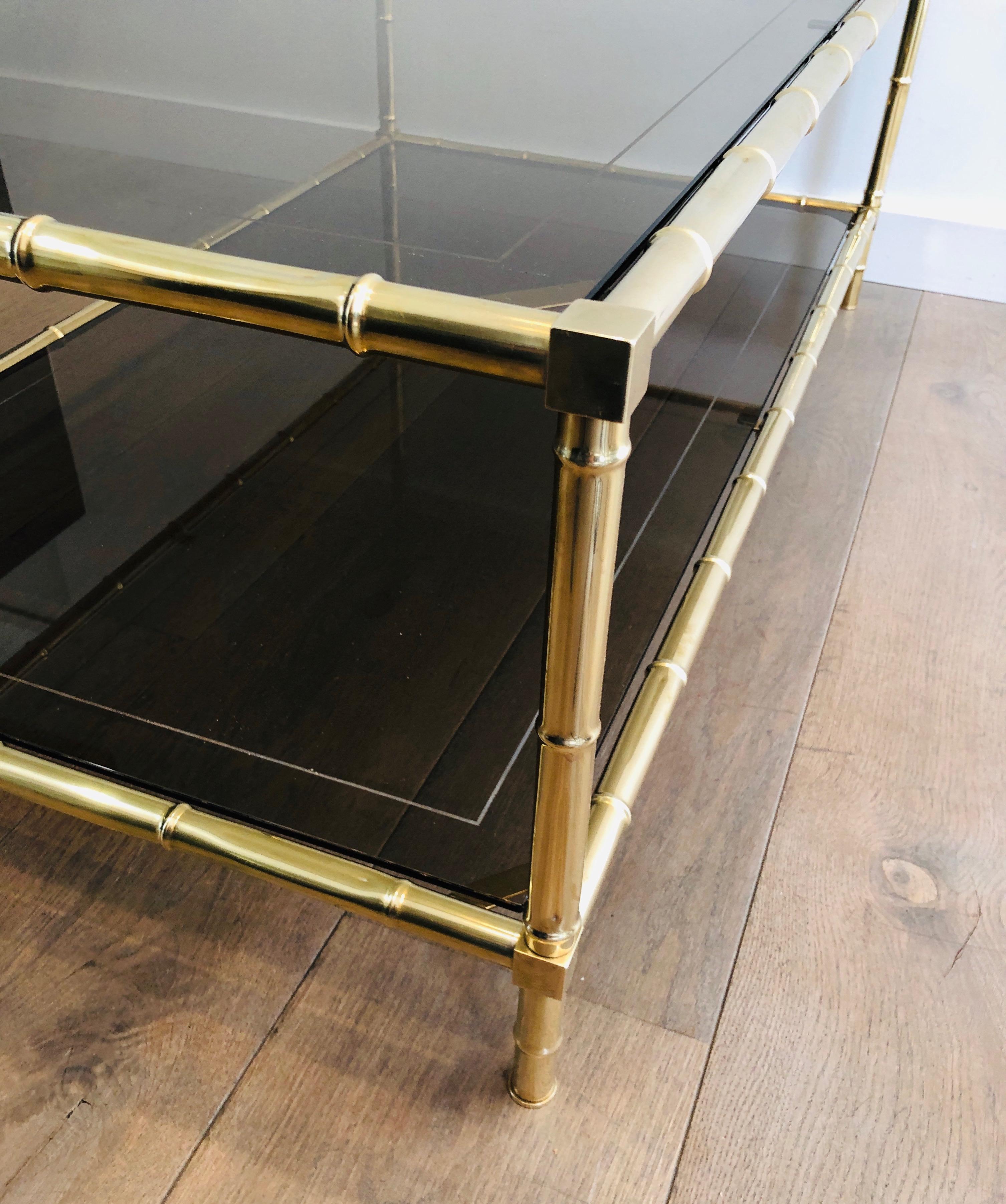 Faux-Bamboo Brass Coffee Table Attributed to Jacques Adnet, French, circa 1970 9