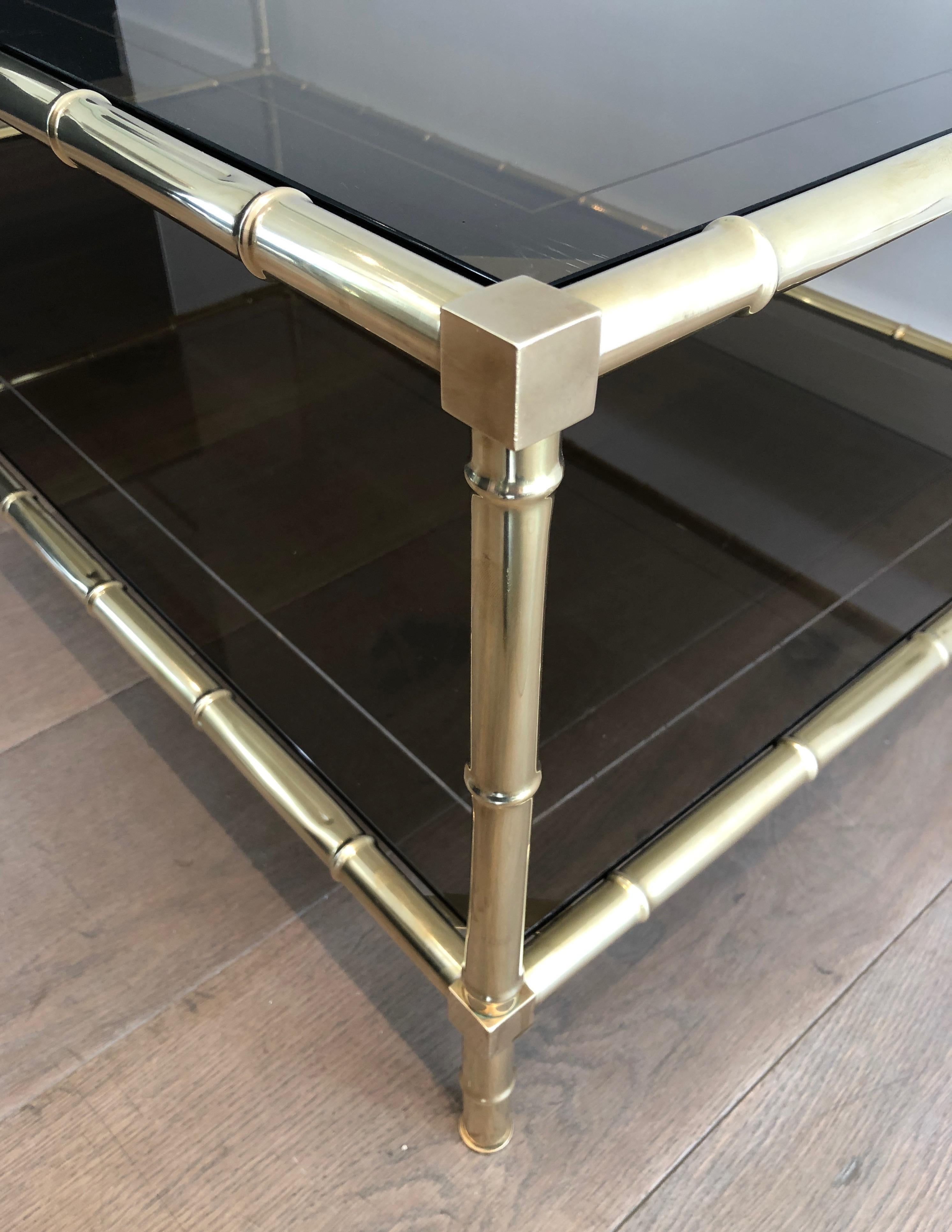 Faux-Bamboo Brass Coffee Table Attributed to Jacques Adnet, French, circa 1970 10